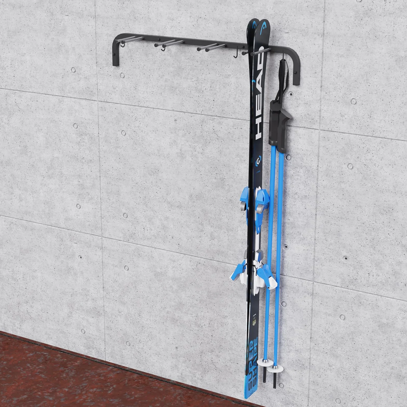 Soporte para esquís de pared N3 4 parejas 83 cm