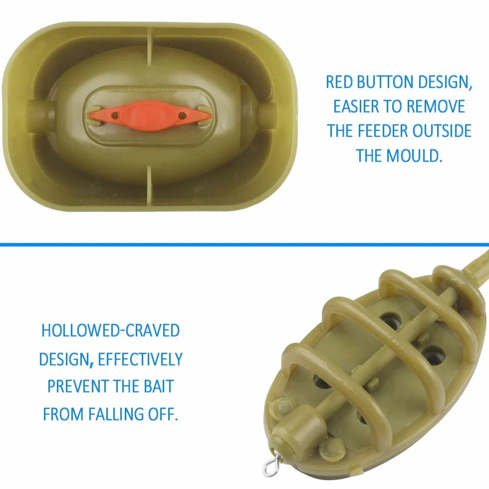Accesorios de Cebadores de Pesca Carpa Alimentador de Metodo con Molde de Liberación Rápida Juego 10pcs 15-60g