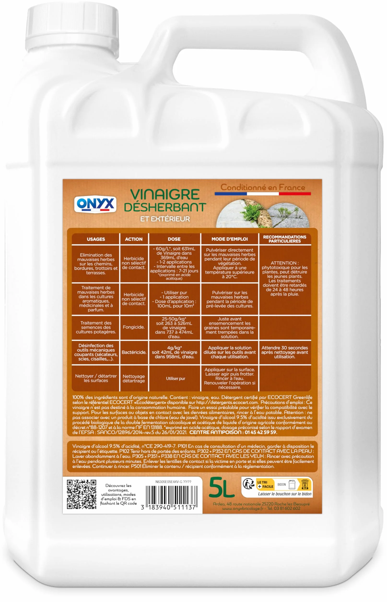 Vinagre Special Jardin 9,5° 5L – Onyx