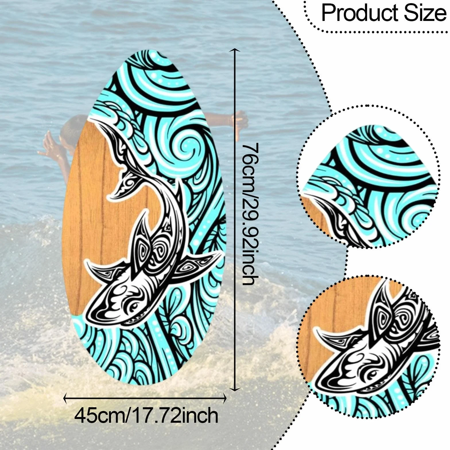 Amagogo Tabla de Skimboard de Madera para Playa, Arena, Aguas Poco Profundas, Tabla de Surf Pequeña