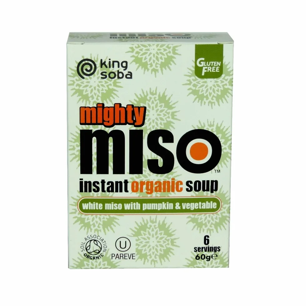 King Soba - Mighty Miso - White Miso with Pumpkin & Vegetable Instant Organic Soup - 60g (Case of 10)