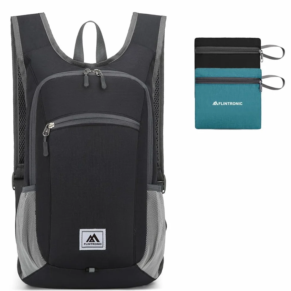 flintronic 16L Mochila Plegable Ultraligera Impermeable para Senderismo Viaje Negro