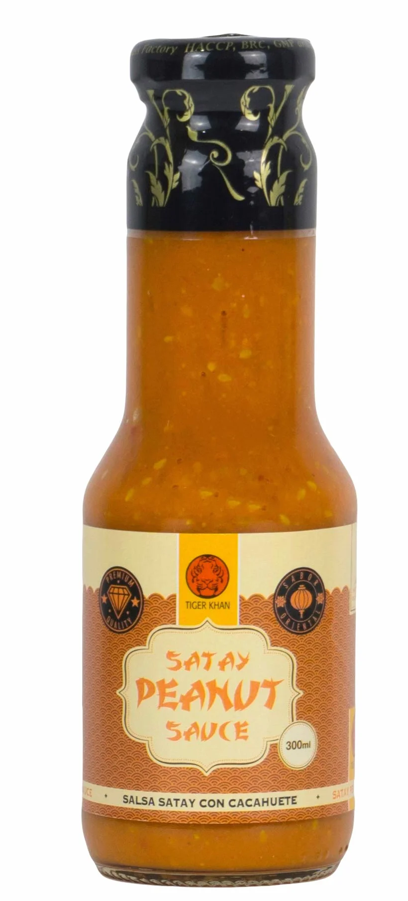 TIGER KHAN Salsa Satay de Cacahuetes para Cocina Asiática 300ml | Pack de 12