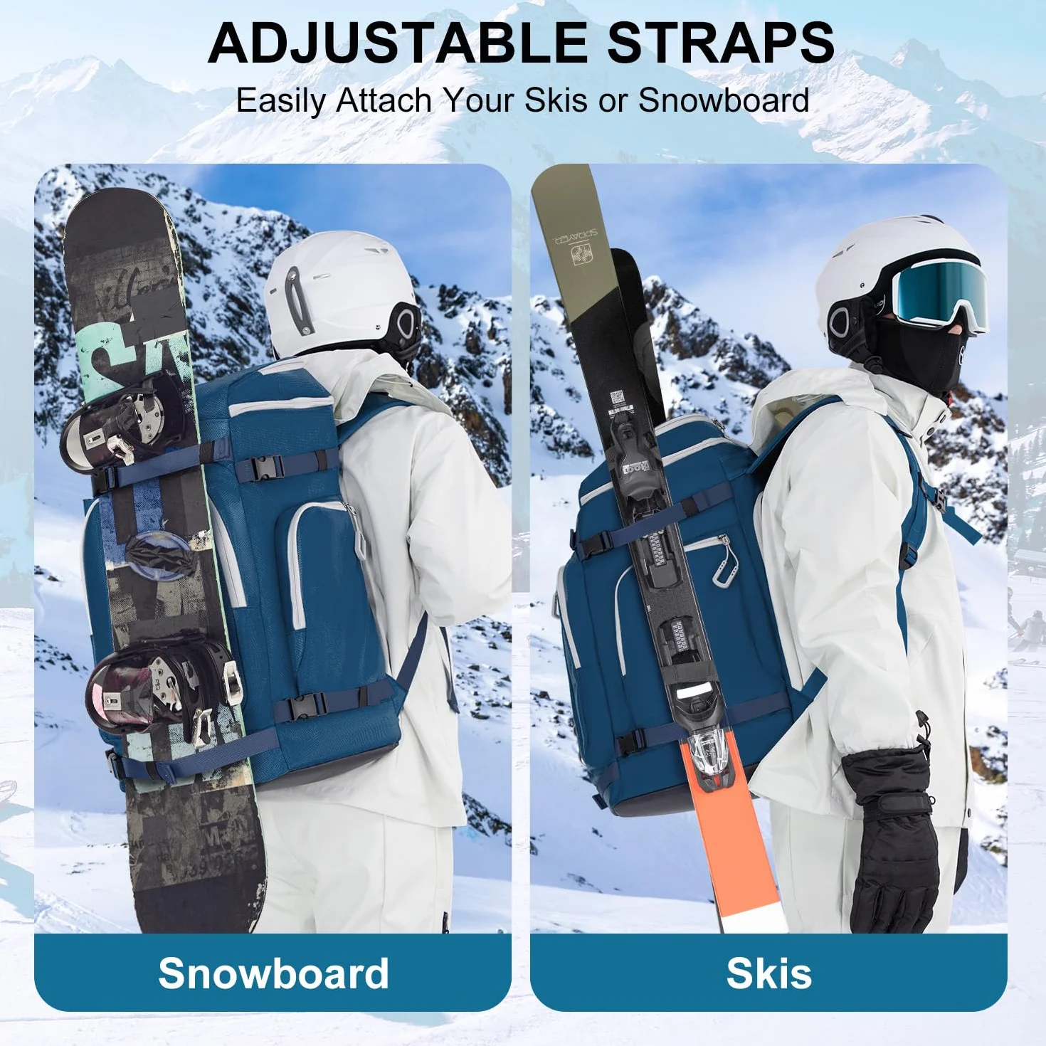 Mochila para Botas de Esquí 65L con Compartimento para Casco, Snowboard