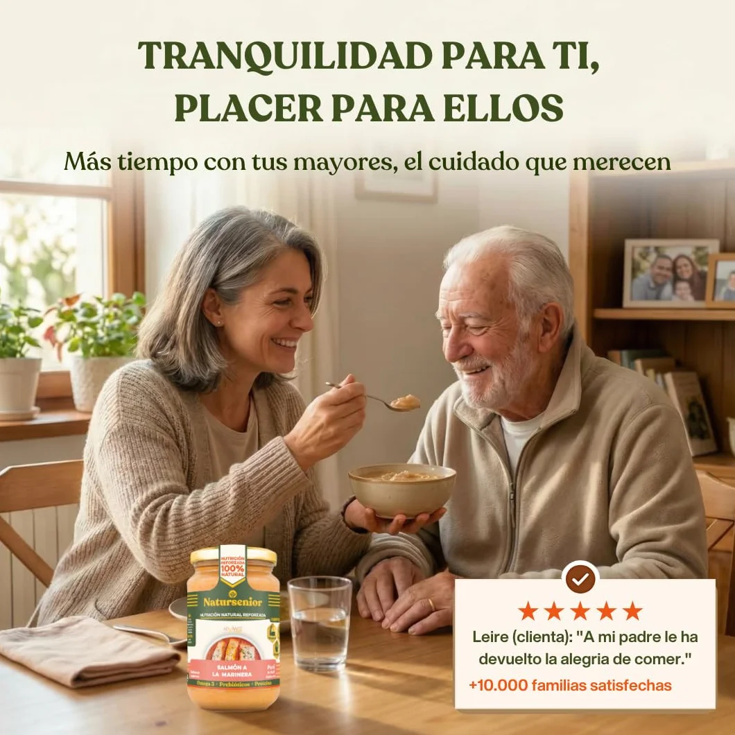 Natursenior - Comida Triturada para Personas Mayores - Pack Puré de Salmón a la Marinera - 100% Natural, Omega 3, Fibra, Proteína - 6 uds x 340g