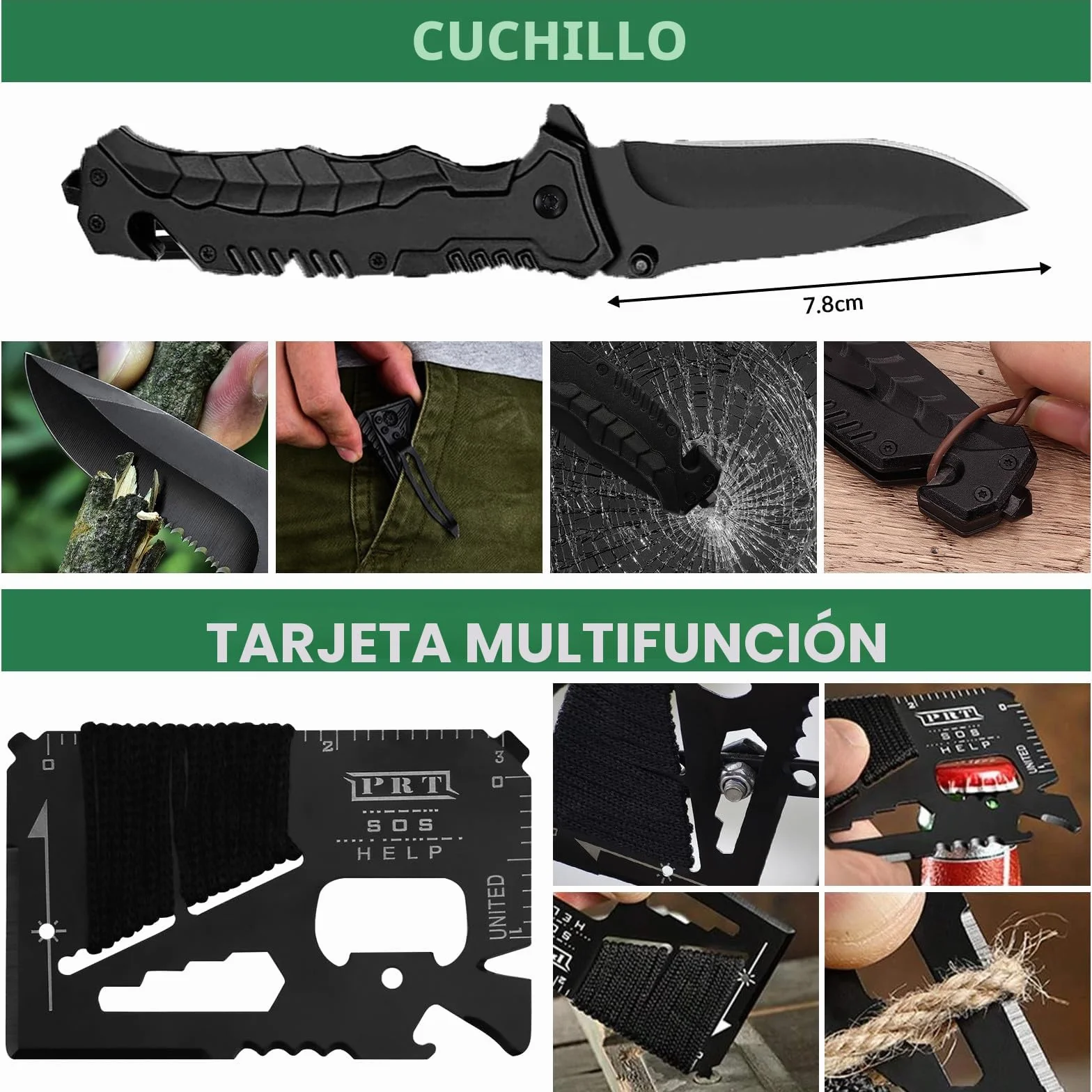 Kit de Supervivencia 25 en 1 Equipo Táctico Multifuncional para Senderismo Montañismo