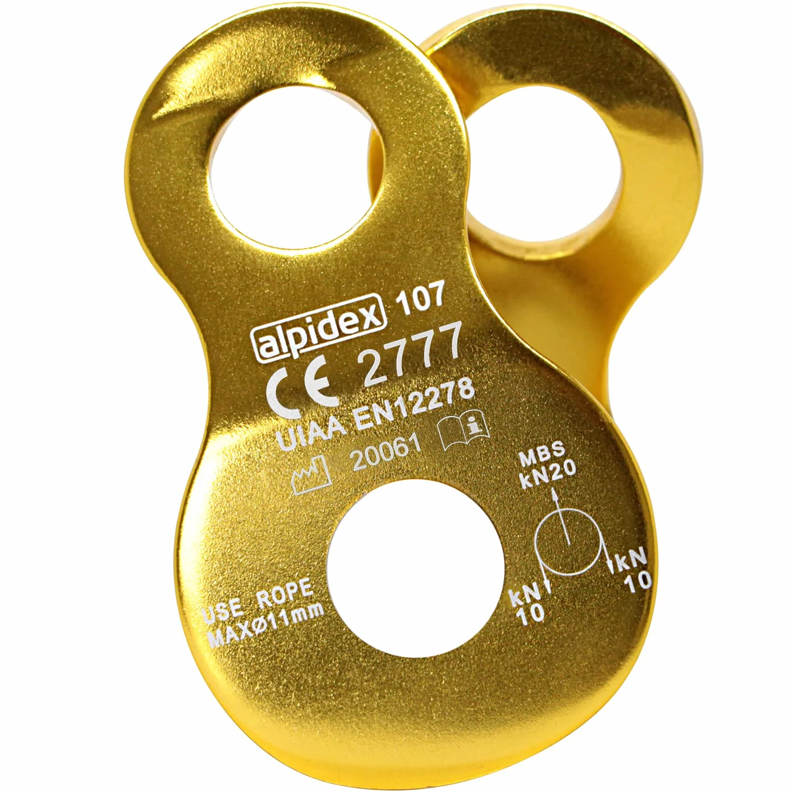 ALPIDEX Polea 20 kN EN12278 Cuerdas 11 mm Polipasto de Cuerda