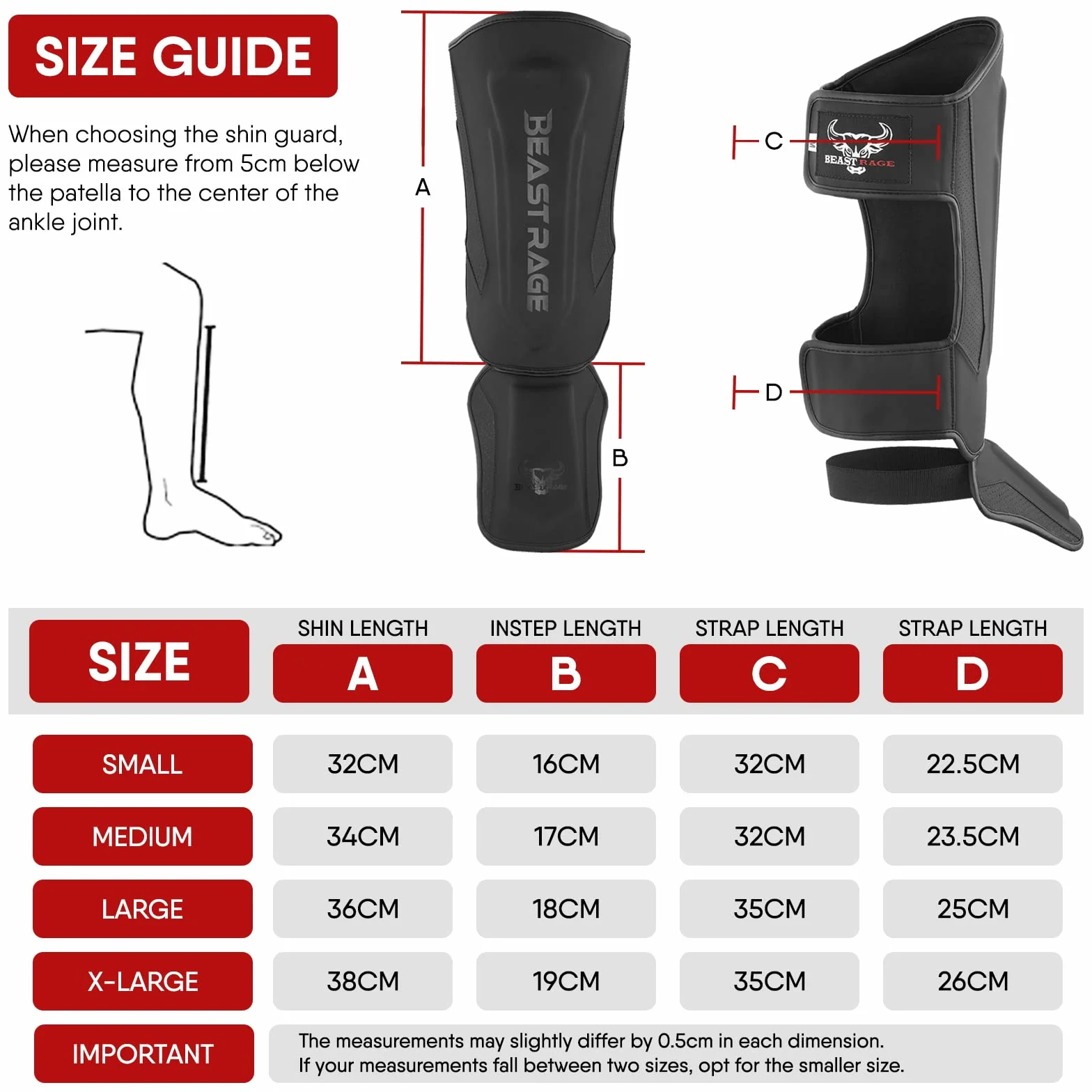 BEAST RAGE Espinilleras Kickboxing Muay Thai MMA Protector Piernas Empeine Entrenamiento