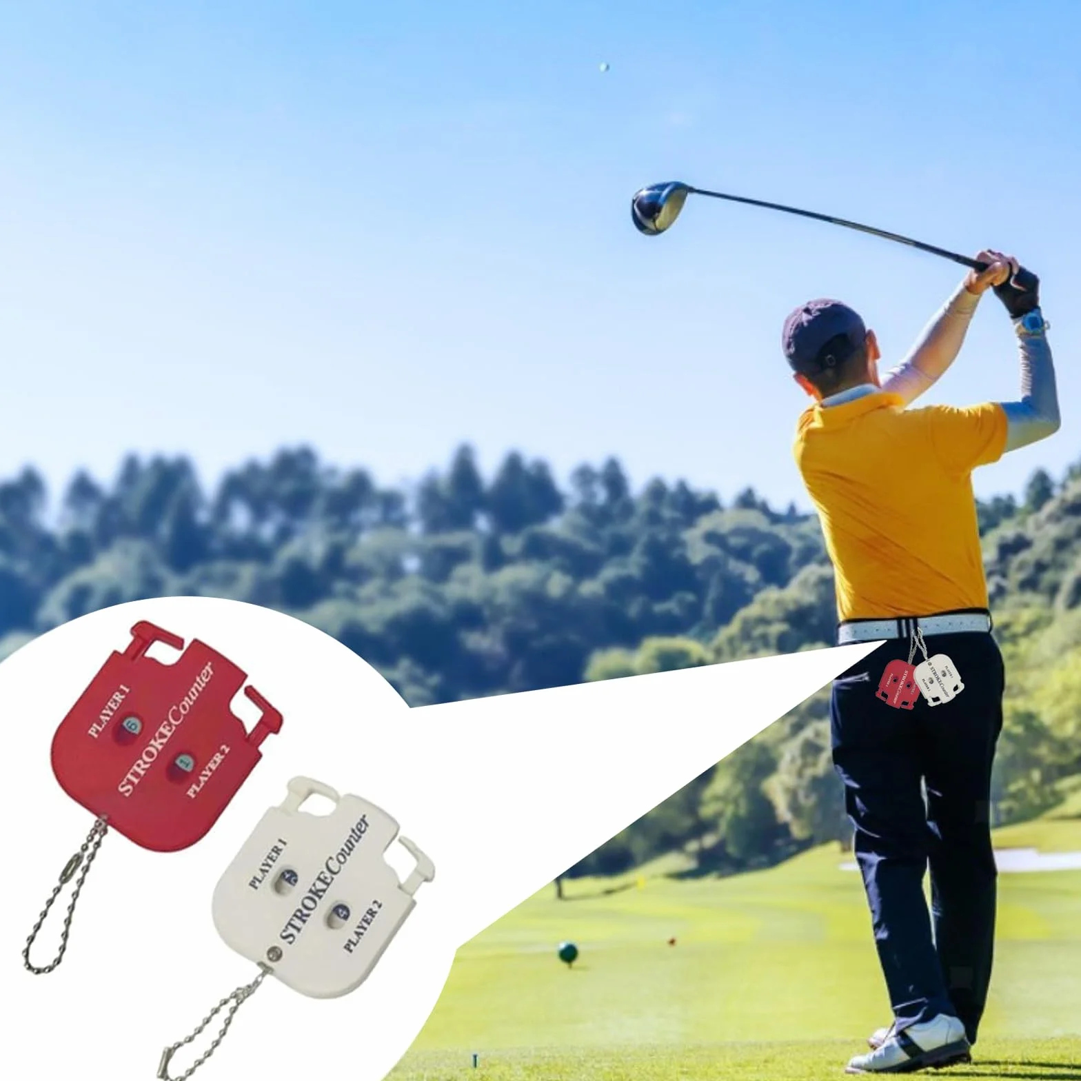 Contador De Puntaje De Golf 4 Piezas con Llavero para Golf