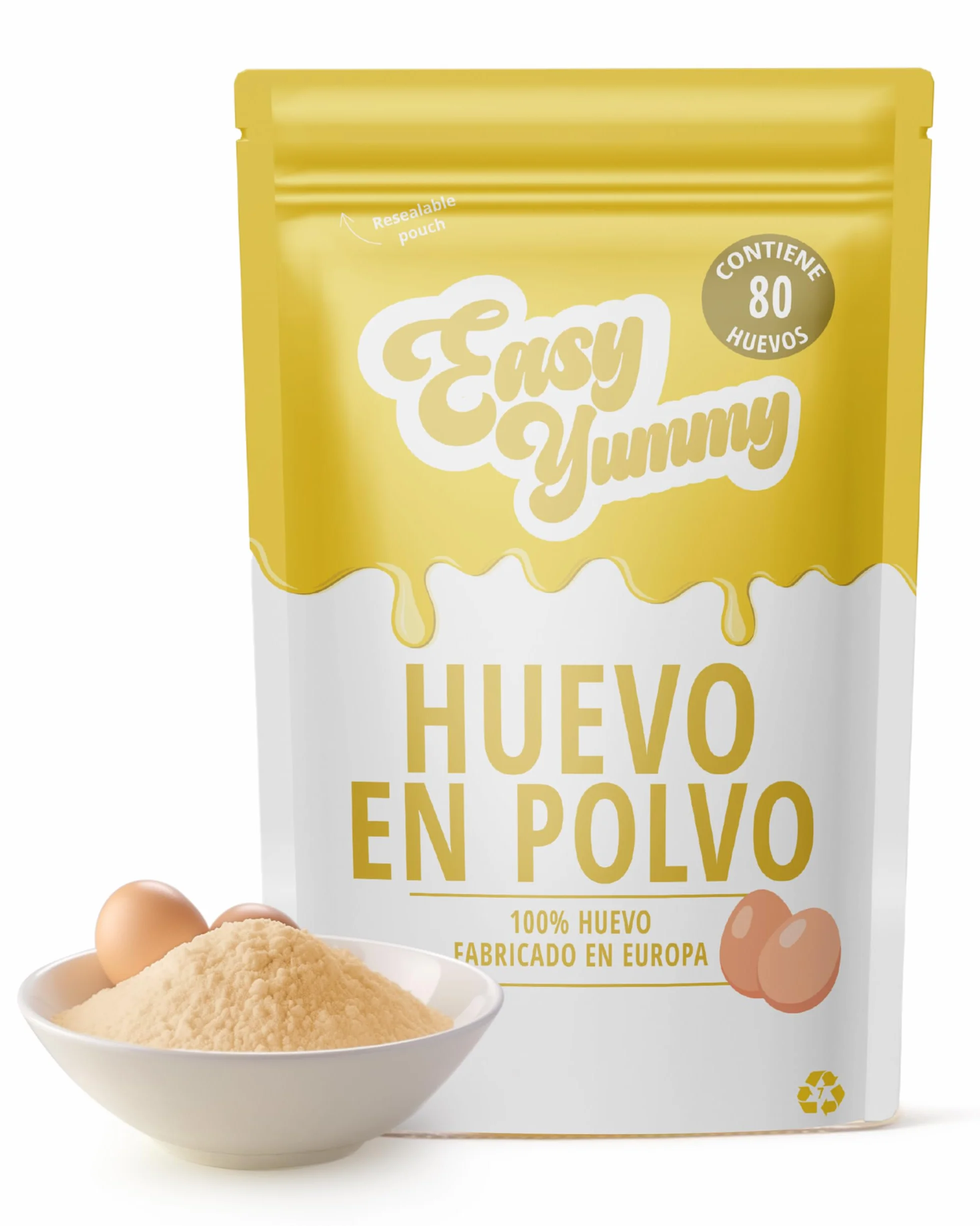 EASY YUMMY Huevo Entero en Polvo 1kg 100% Huevo en Polvo