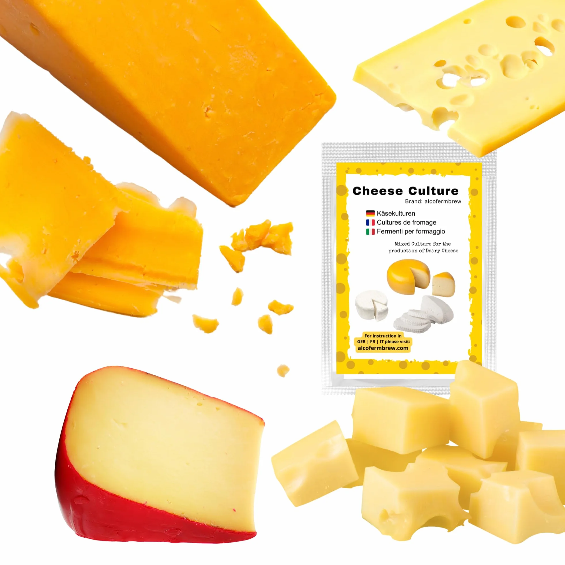 Kit para Hacer Queso – Cuajo Líquido, Cloruro de Calcio y Cultivos Bacterianos, para Leche de Vaca, Cabra y Oveja