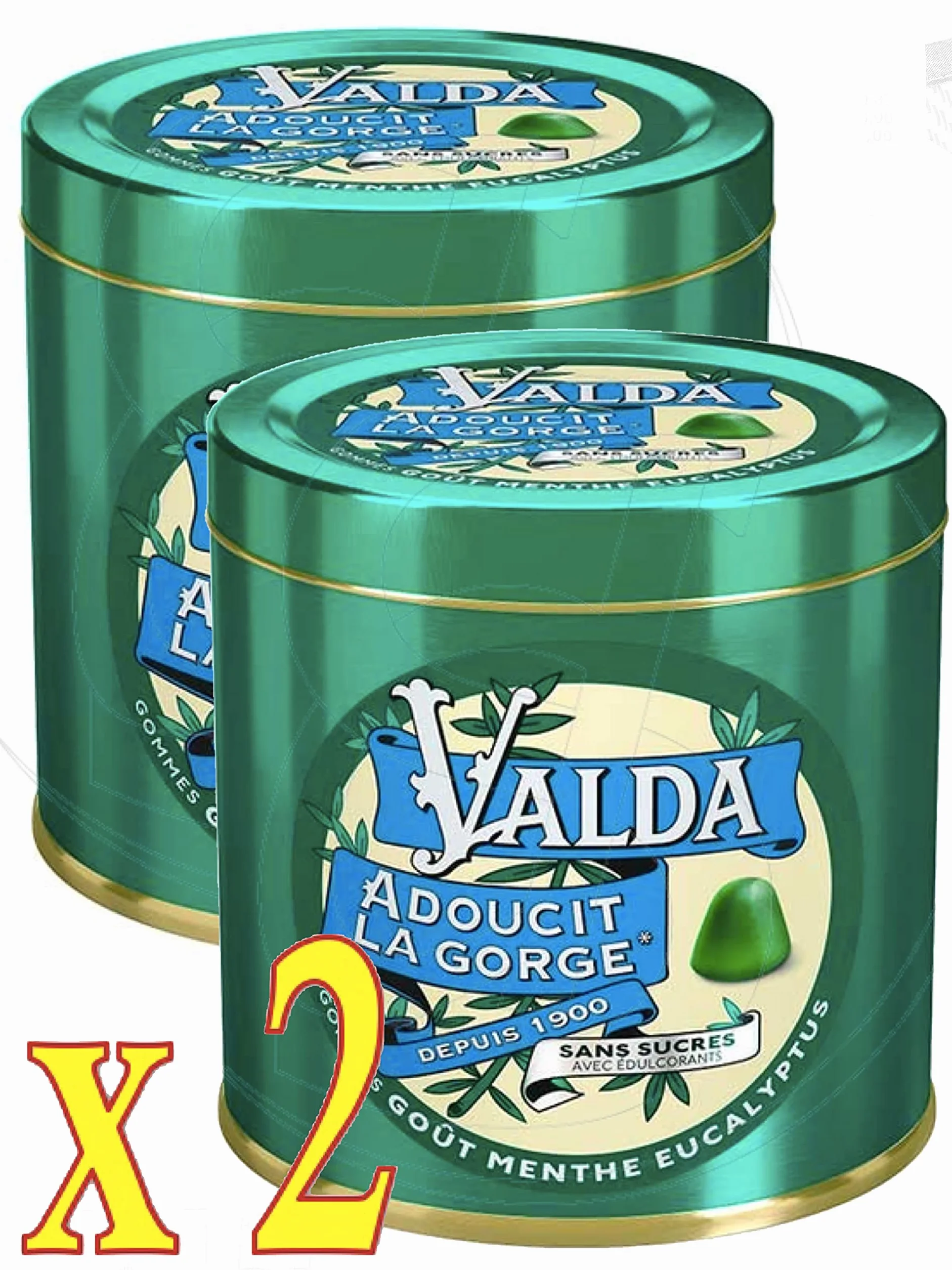 Valda Gomas Sin Azúcar Sabor Menta Eucalipto 140 g - Lote de 2 cajas(2)