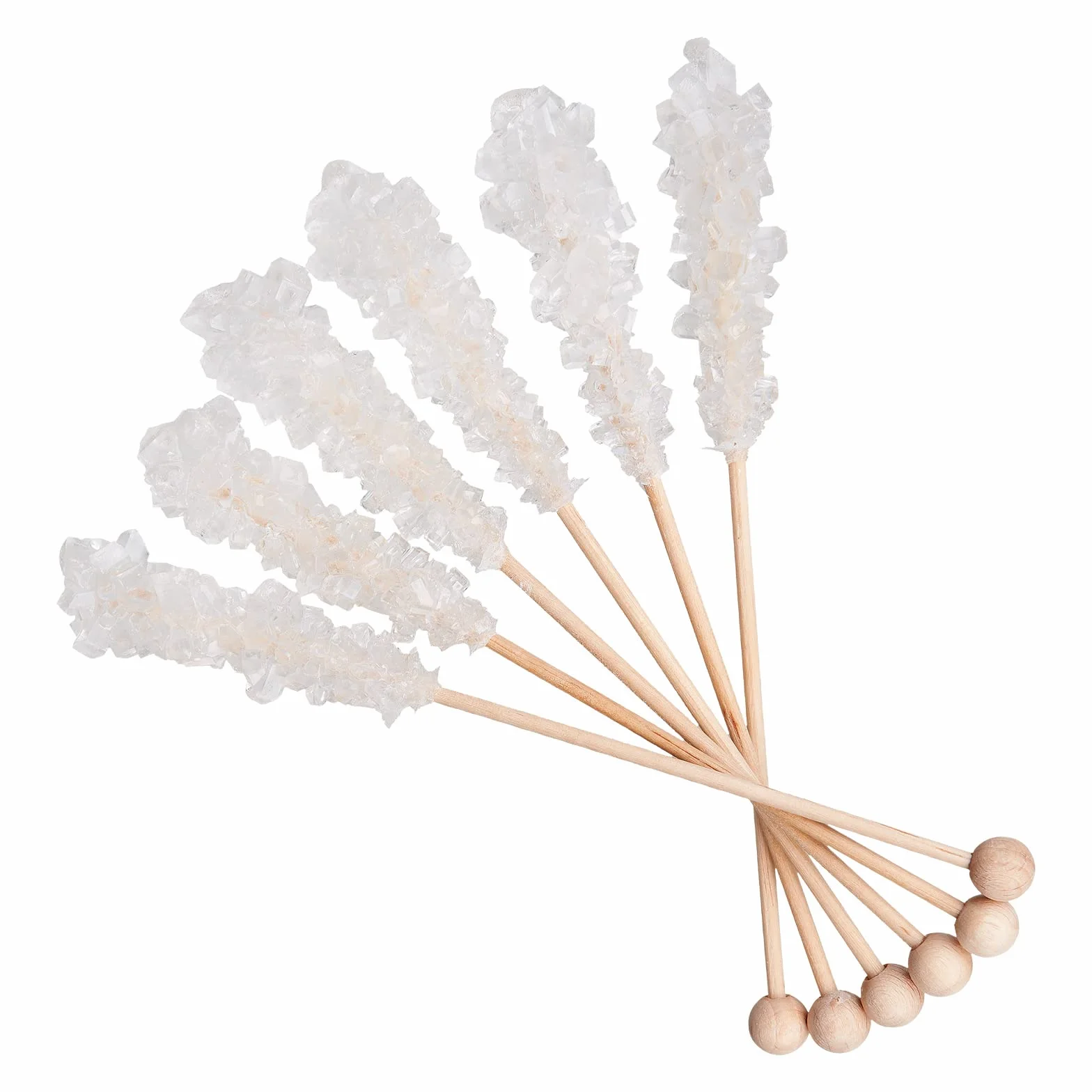 FRUTEG Candi Sugar Sticks Blanco | 6 palillos de candi en bolsa de papel de aluminio | Delicioso café y té de azúcar en el tallo | Candi azúcar blanco en la barra | Rock Candy Sticks 6 PCS.