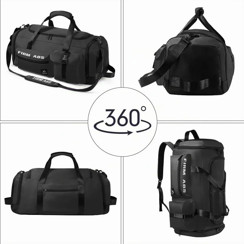 Flintronic 65L Bolsa Deporte Gimnasio Viaje Impermeable con Zapato Separada Seco y Humedo Negro