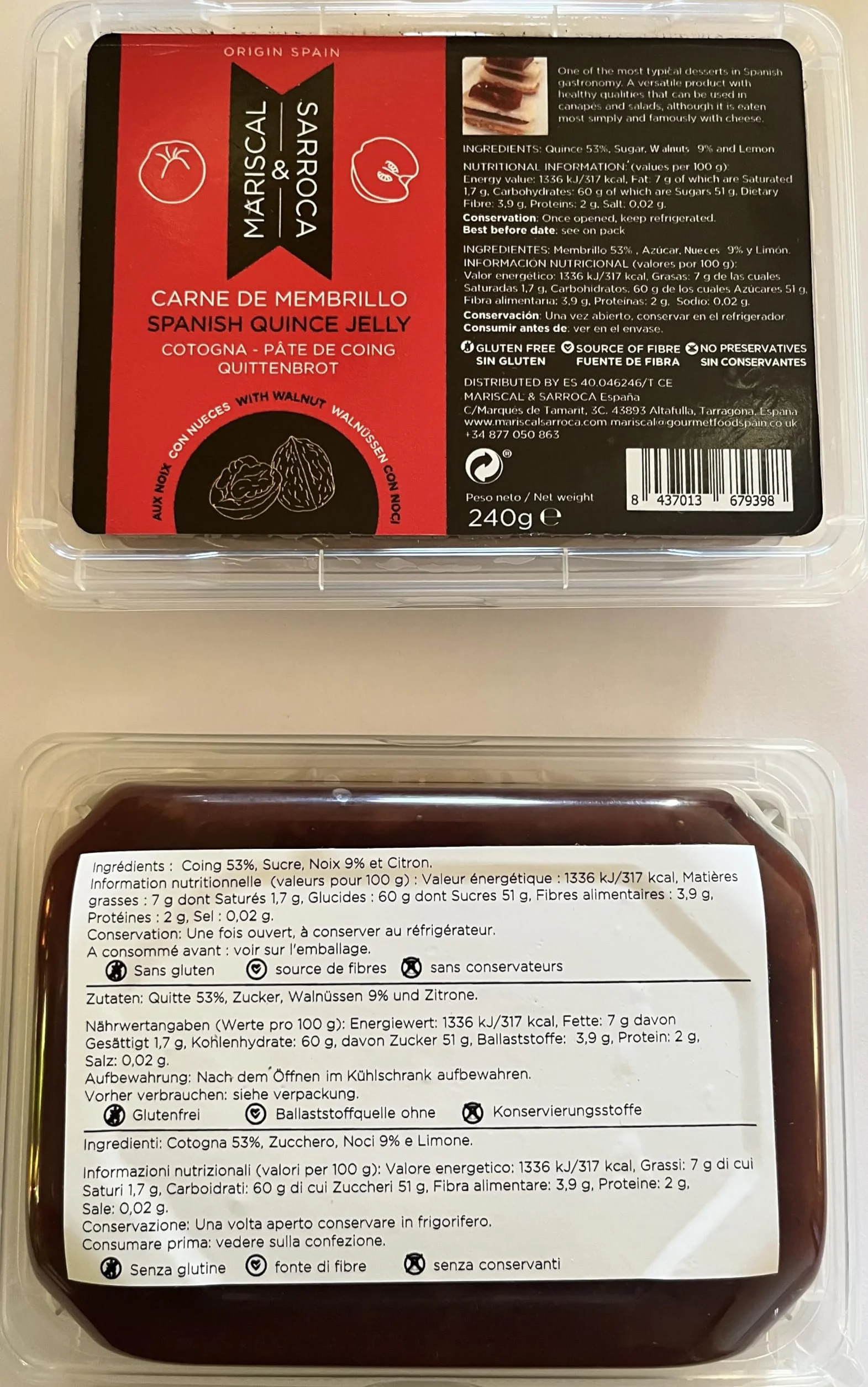 Pack Membrillos 4 x240g Mariscal & Sarroca : Original, con Naranja, con Nueces y con Higos