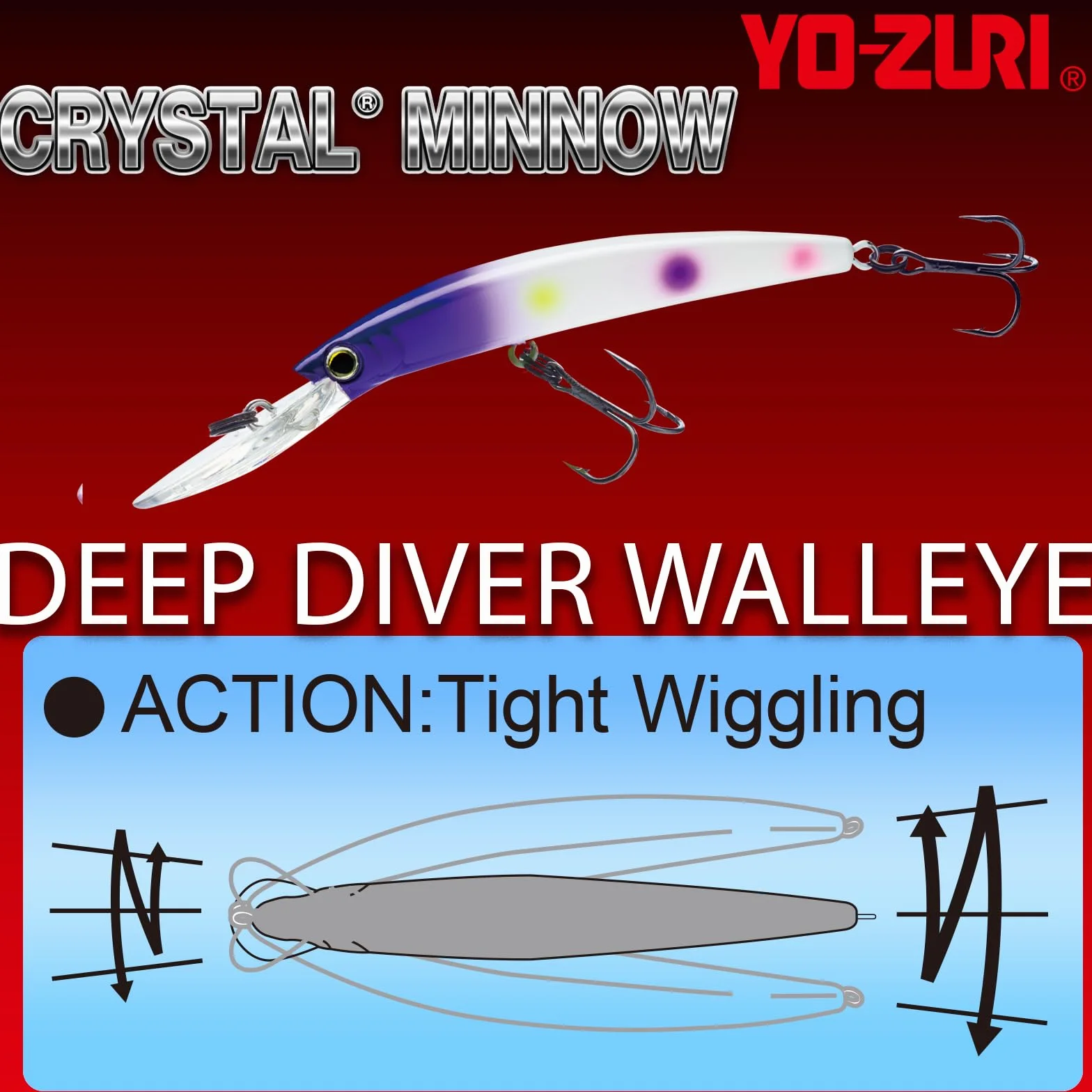 Yo-Zuri Crystal Minnow Deep Diver Walleye 110 mm 4 3/8" Blanco Flotante Profundo Diver señuelo