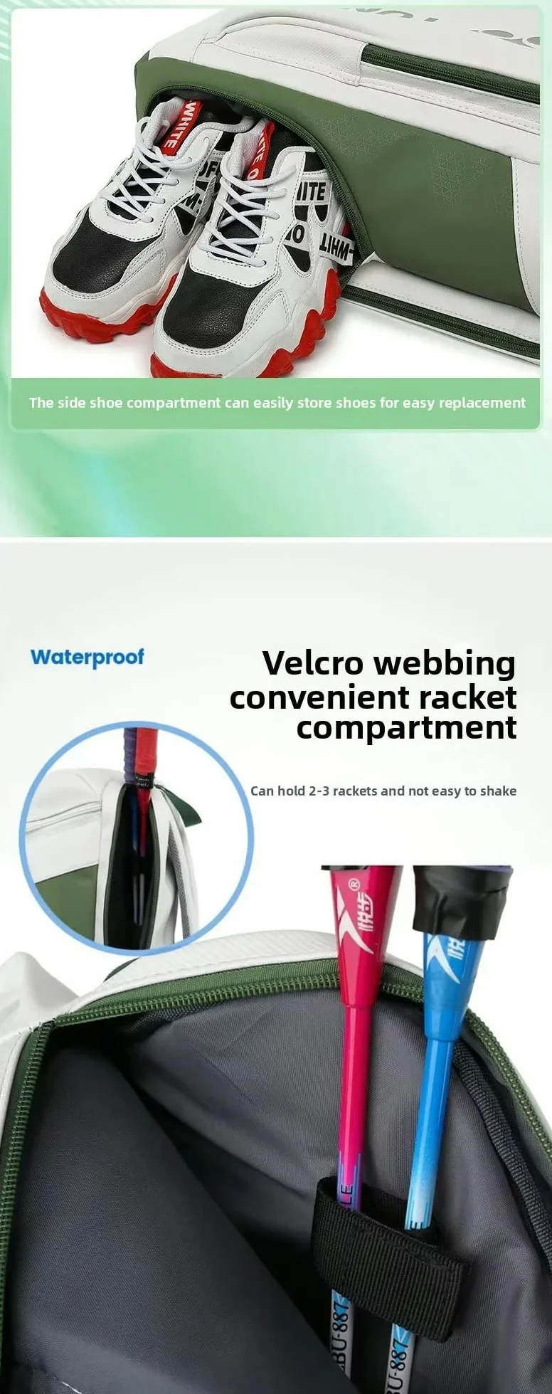 YONEX Bolsa Deportiva de Raqueta para Bádminton y Tenis, Compartimento Separado para Zapatos, Blanco y Negro