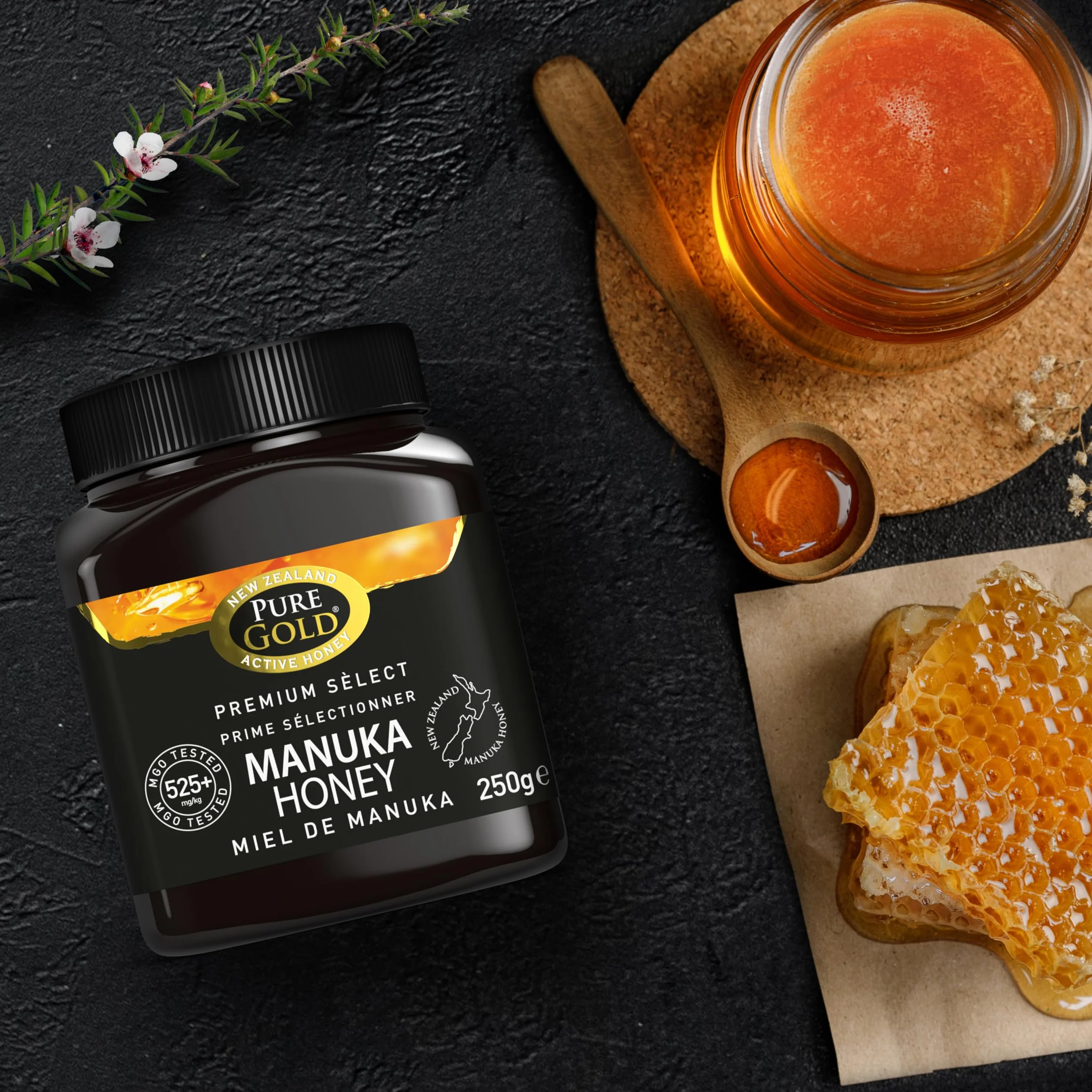 Pure Gold Miel Natural Cruda de Manuka, Ecológica, Producida en Nueva Zelanda
