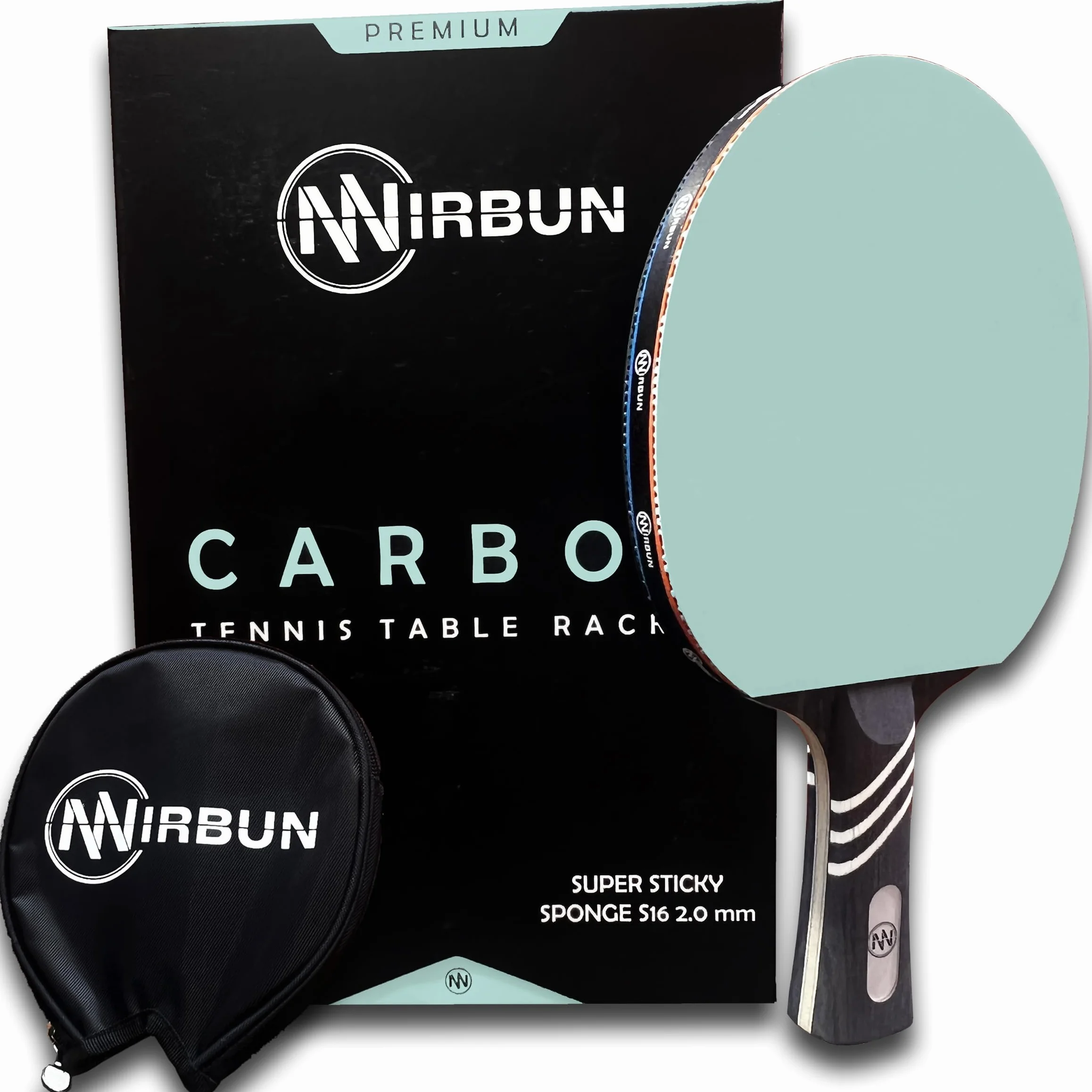 Pala de Ping Pong Profesional de Carbono Raqueta Tenis de Mesa Goma Alta Resistencia Madera Polar Carbono Funda Protectora Control Potencia Velocidad