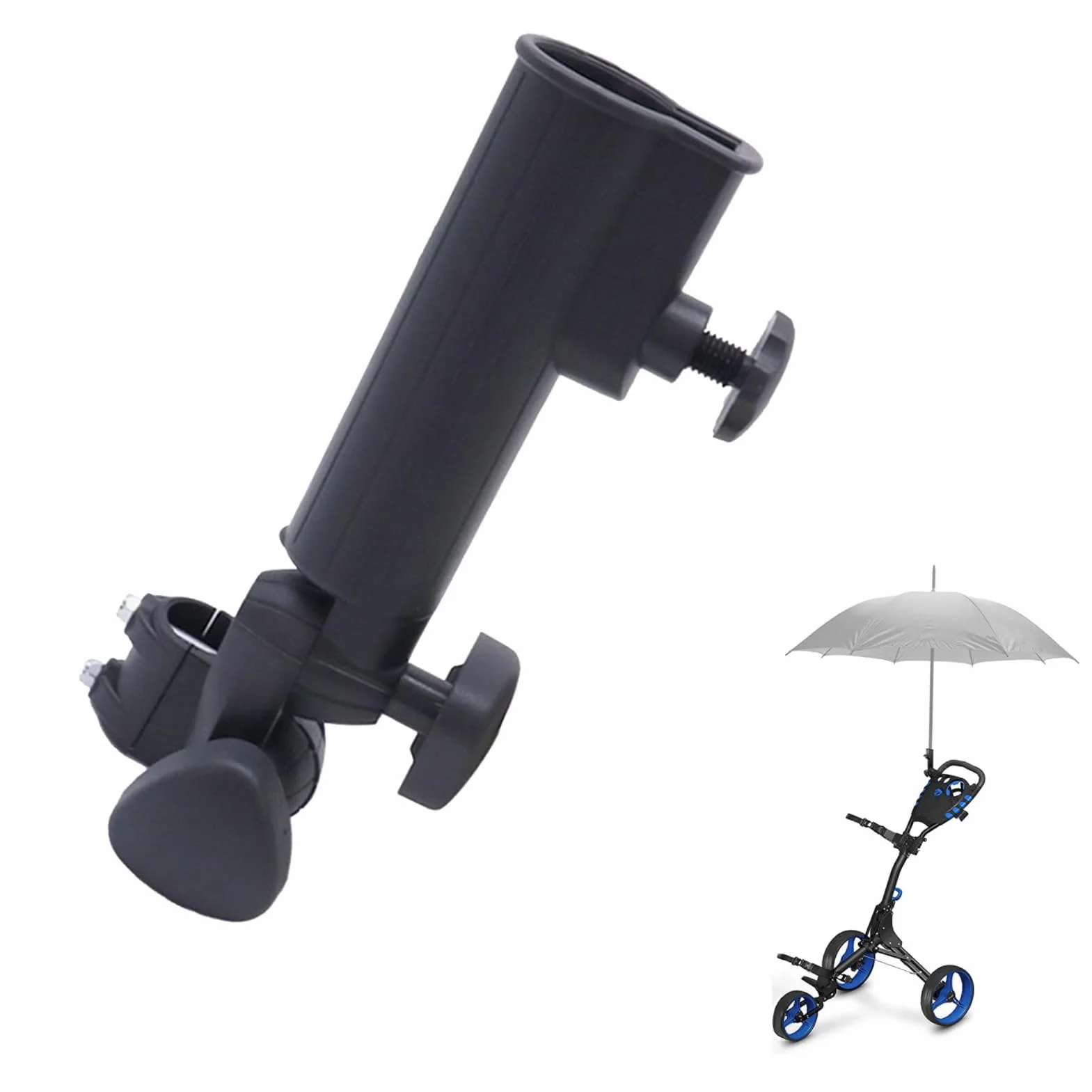 DEWIN Golf Push Trolley Parasol Holder Ajustable Universal Czarny