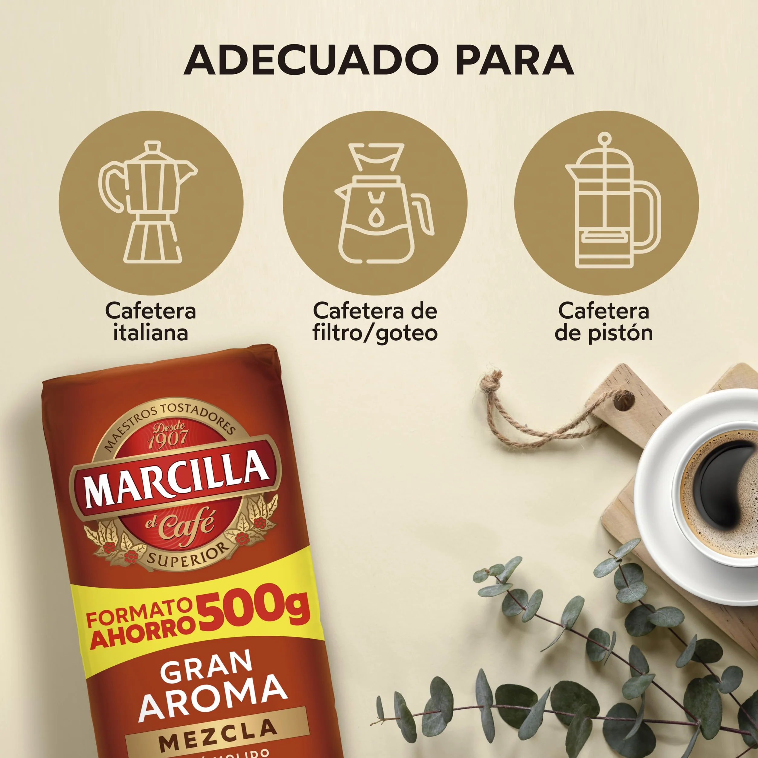 Marcilla Café Molido Mezcla |500 g | Para Cafetera Italiana, de Filtro o Pistón