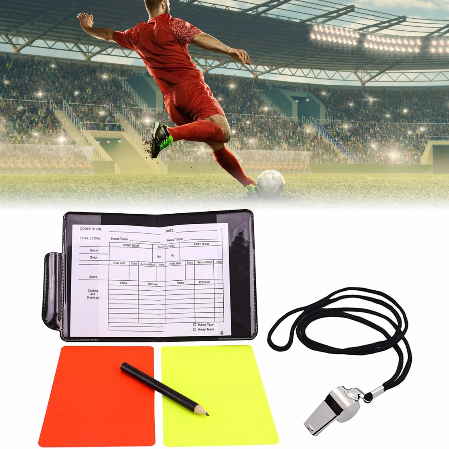 Juego de tarjetas de árbitro de fútbol y voleibol - Tarjetas rojas y amarillas