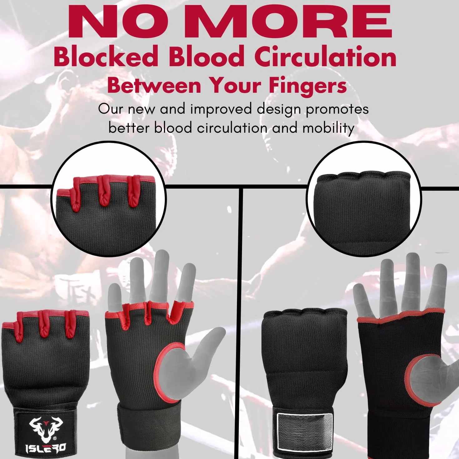 Guantes de boxeo Islero 93 cm, correas de muñeca largas, protección elástica acolchada para puños, Muay Thai