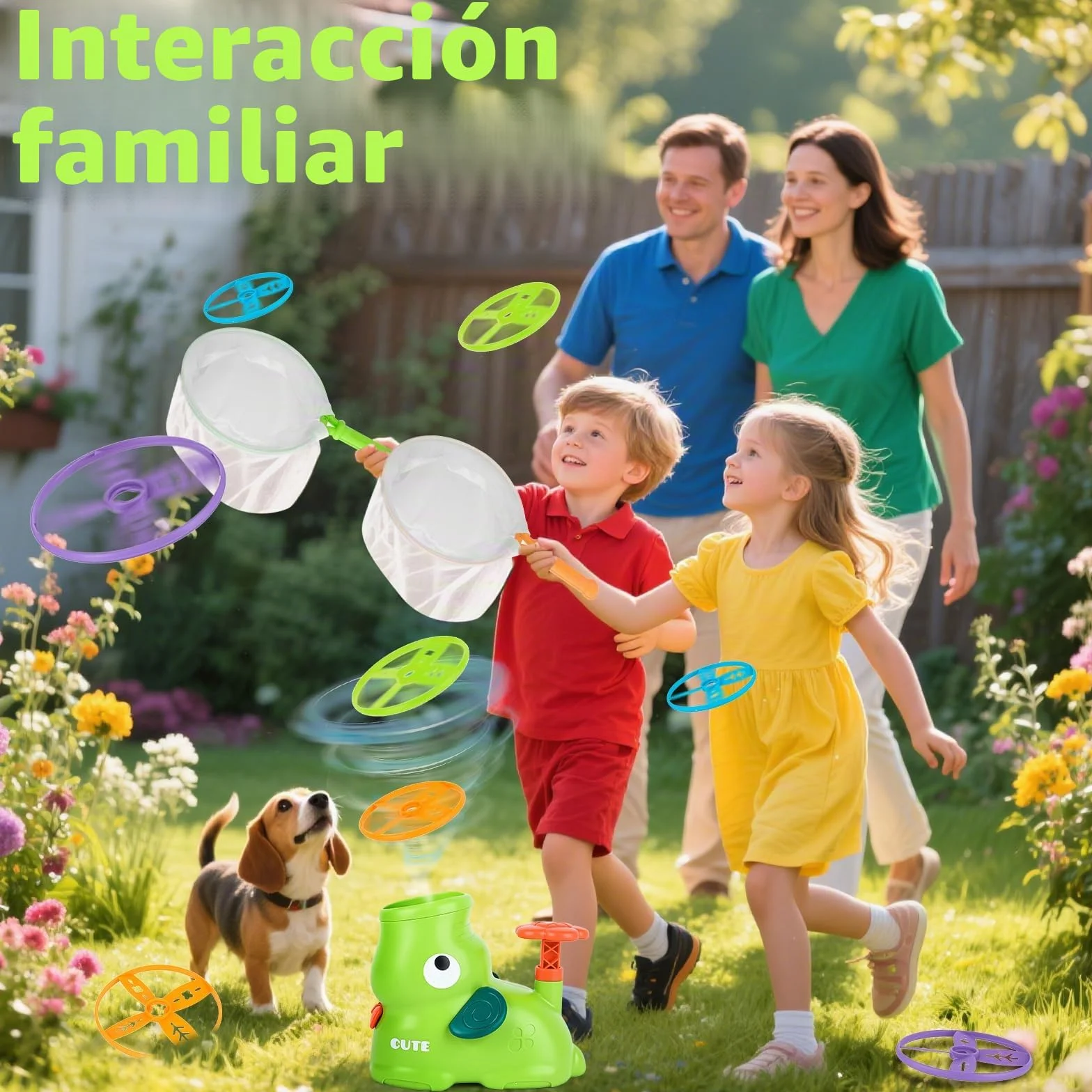 Frisbee Niños Lanzador Disco Volador 32 Discos Juguetes Exterior 3-8 Años