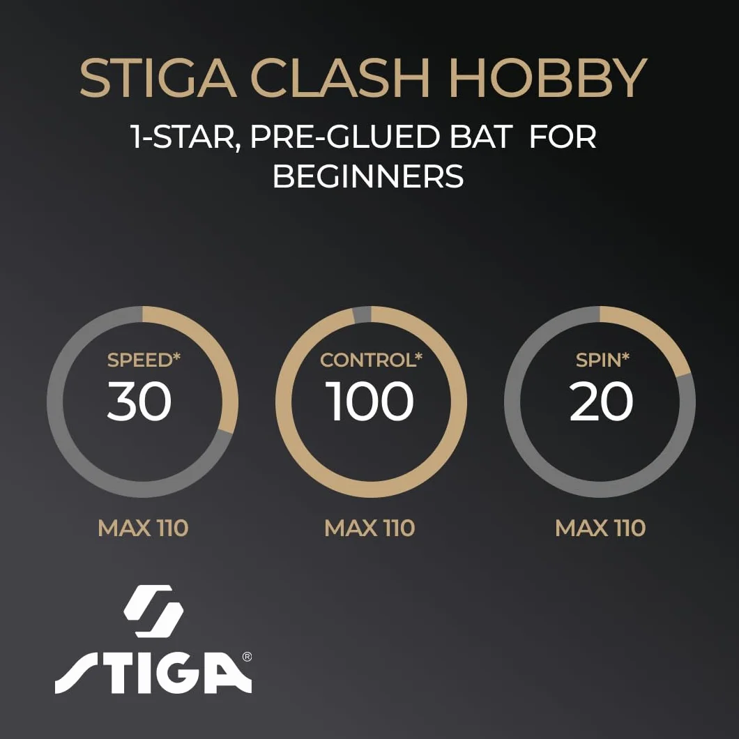 STIGA Hobby Clash Pala de Ping Pong, Negro/Rojo