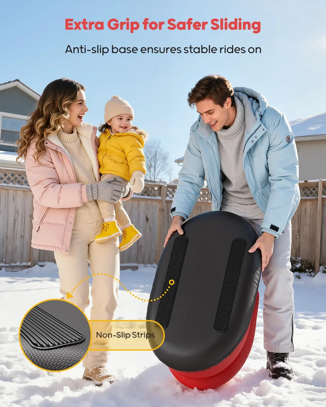 QPAU Trineo Inflable para Bebés y Niños - Air Sleigh de Invierno con Funda de Lona y Correa de Remolque