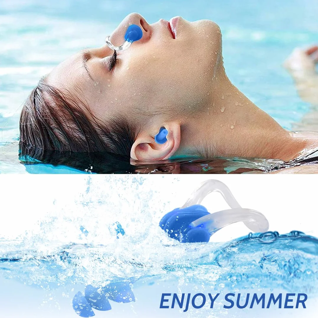 Nose Clip Natación Adultos 4 Piece Set Tapones para los Oídos Protección de la Nariz