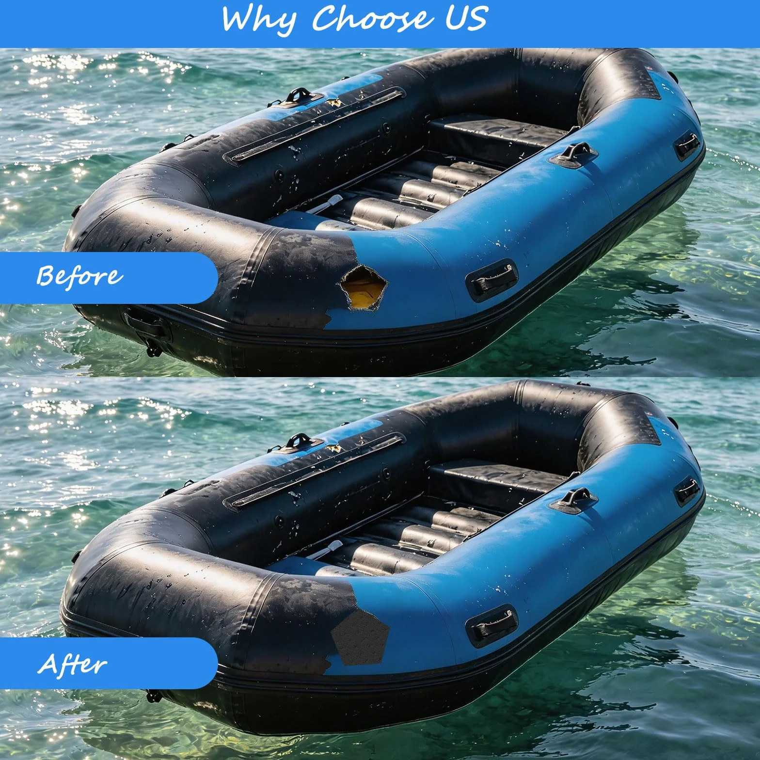 Parche de Reparación de PVC Impermeable, 4 Piezas, para Kayak, Bote Inflable, Canoa