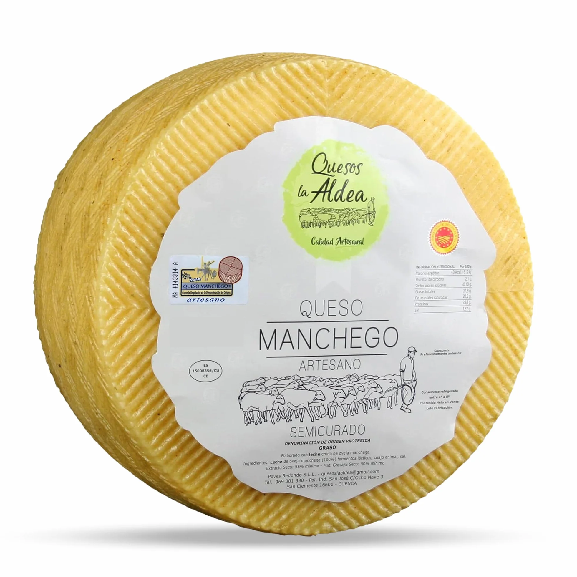 Queso Manchego Artesano Semicurado 3 kg Leche de Oveja D.O. La Mancha Gourmet Regalo