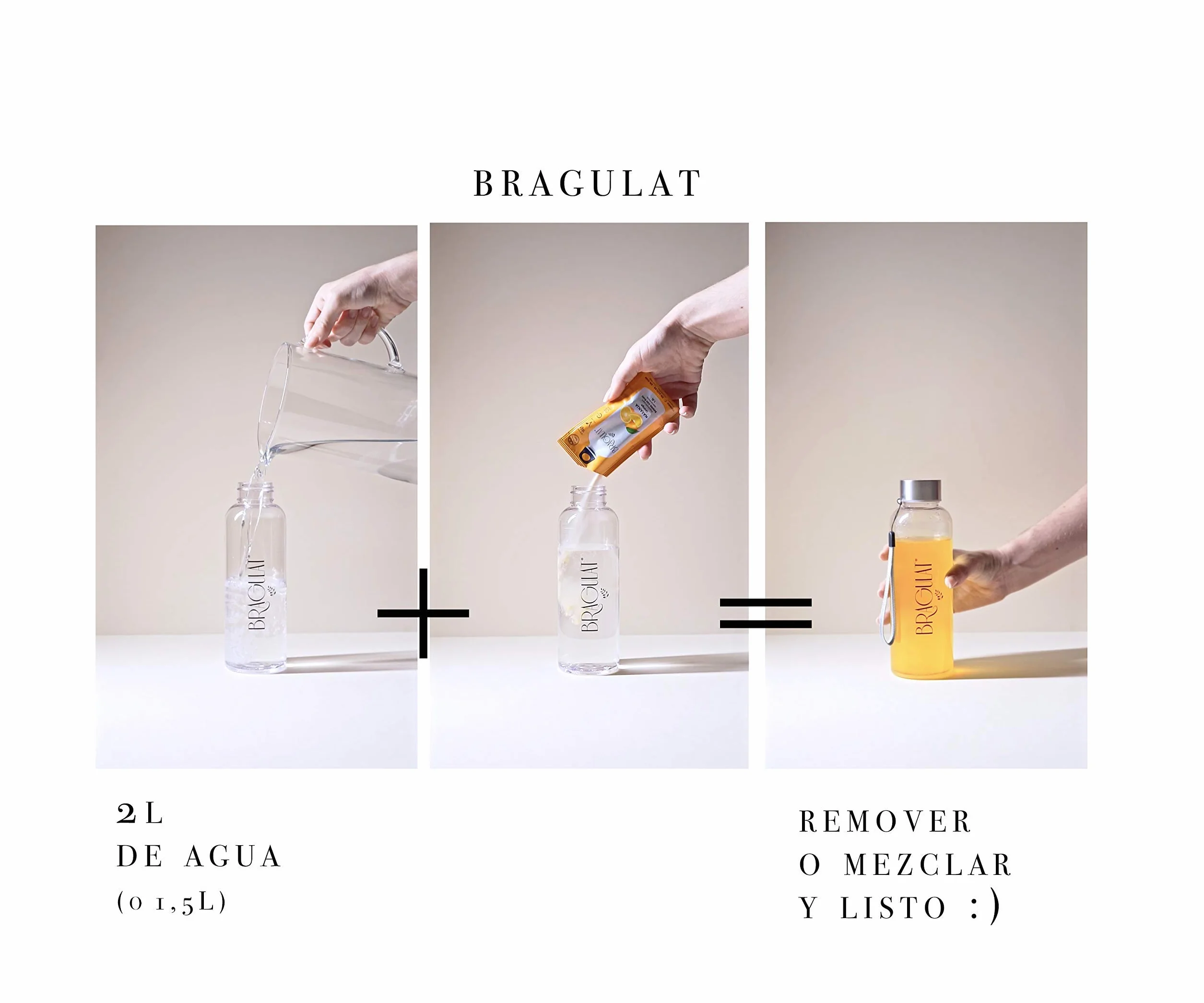 BRAGULAT/Saborizantes de agua Sin Azucar, con fruta deshidratada, Vitamina C y B12, colorantes y sabores naturales | 15 Sobres Multivitaminicos.