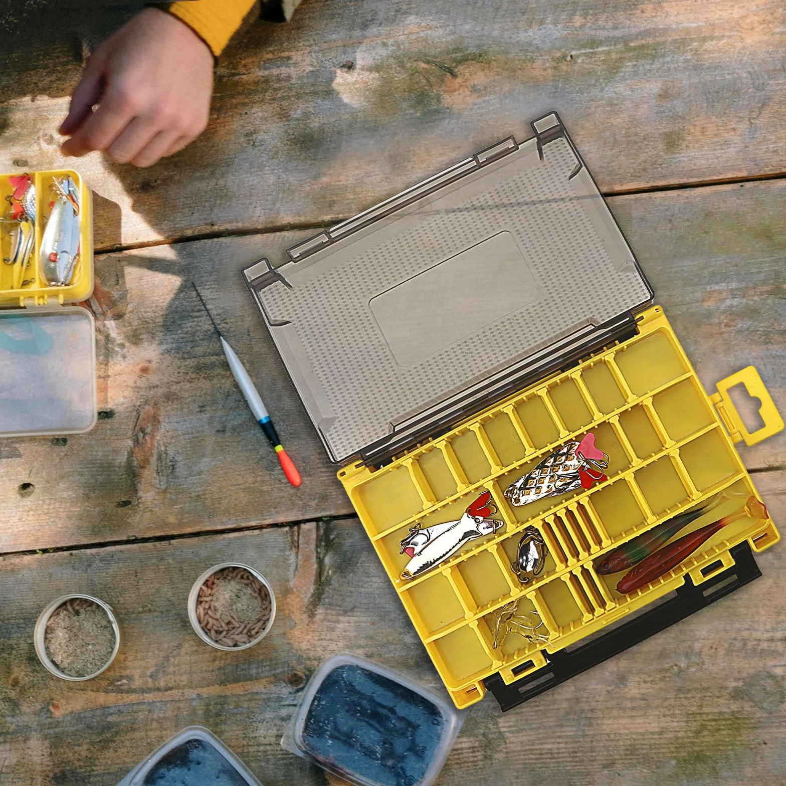 Caja organizadora doble cara para accesorios de pesca 20,5 x 14,5 x 4,5 cm resistente al agua