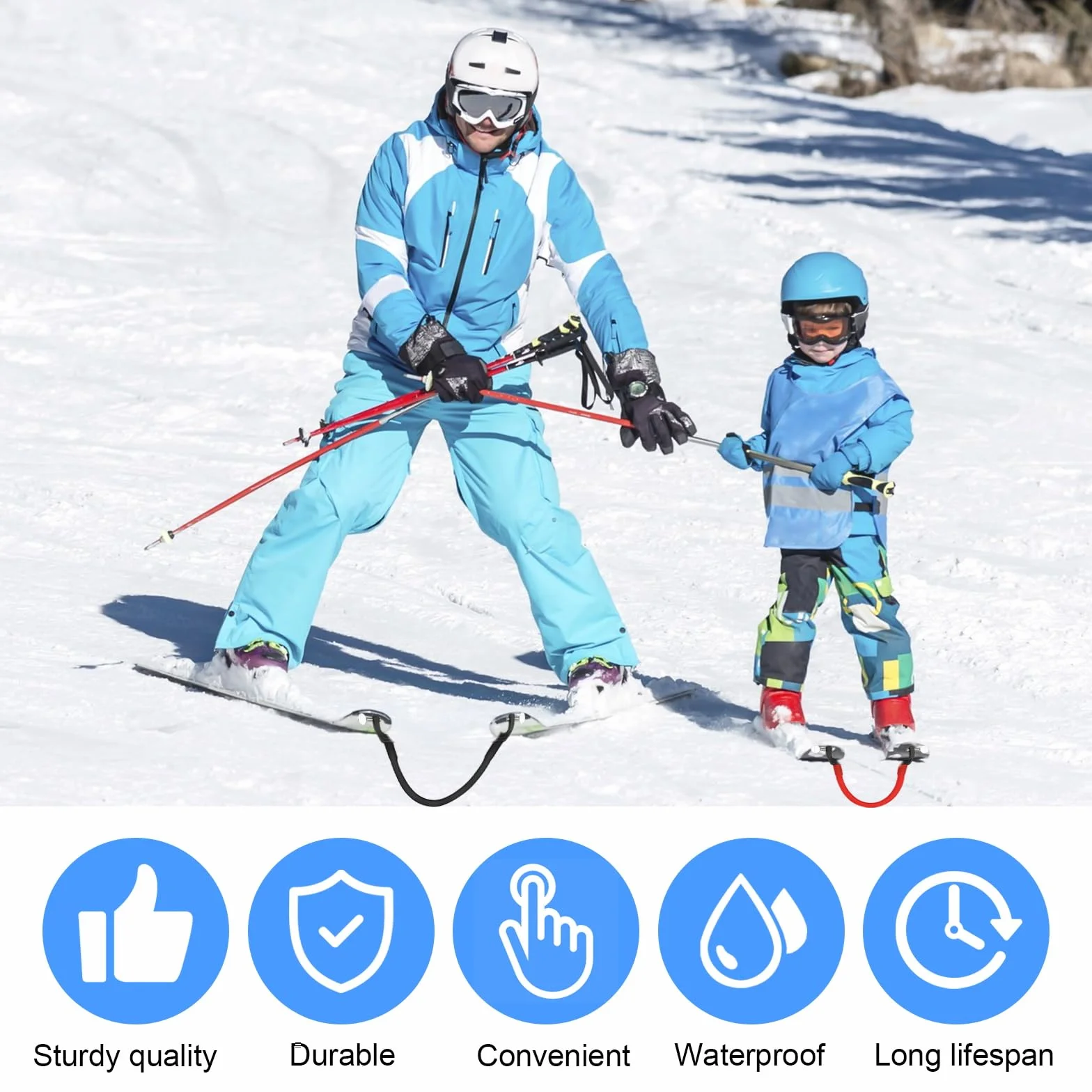 DUTIFUL Conector de puntas de esquí, ayuda de entrenamiento para control de velocidad, clips de snowboard para principiantes