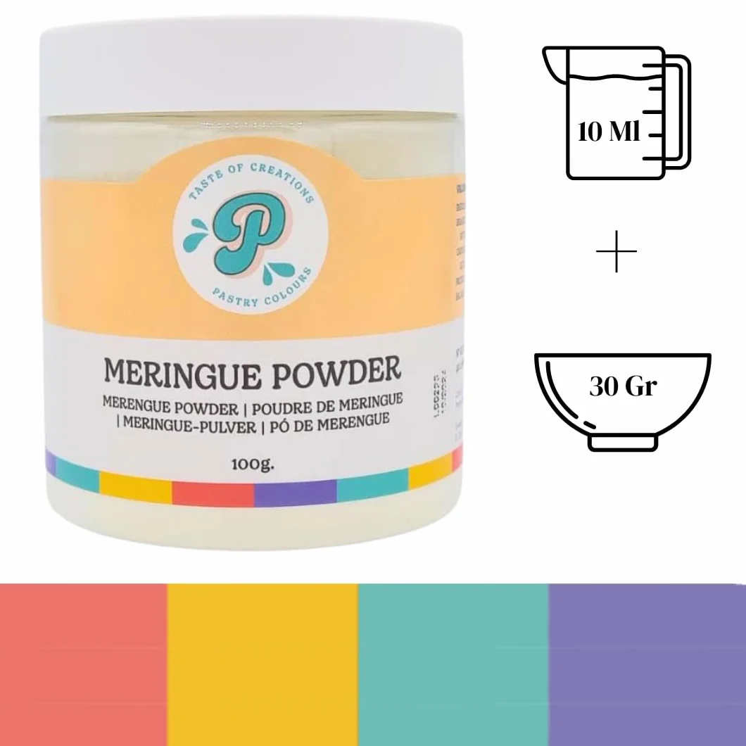 PASTRY COLOURS, Merengue en Polvo, Alto Contenido en Proteinas, sin Azúcar, Preparado para Merengue, Ideal Para Reemplazar las Claras de Huevo Crudas, 100 Gramos