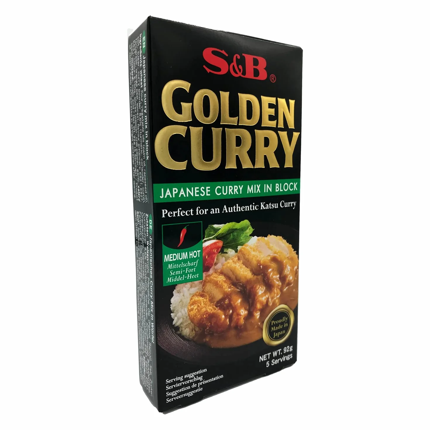 S&B Curry Japonés, Pastillas de Curry Spice, Sazonador Picante, Sabor Picante Medio, Condimento ideal para tus Recetas, 92 g (Paquete de 1)