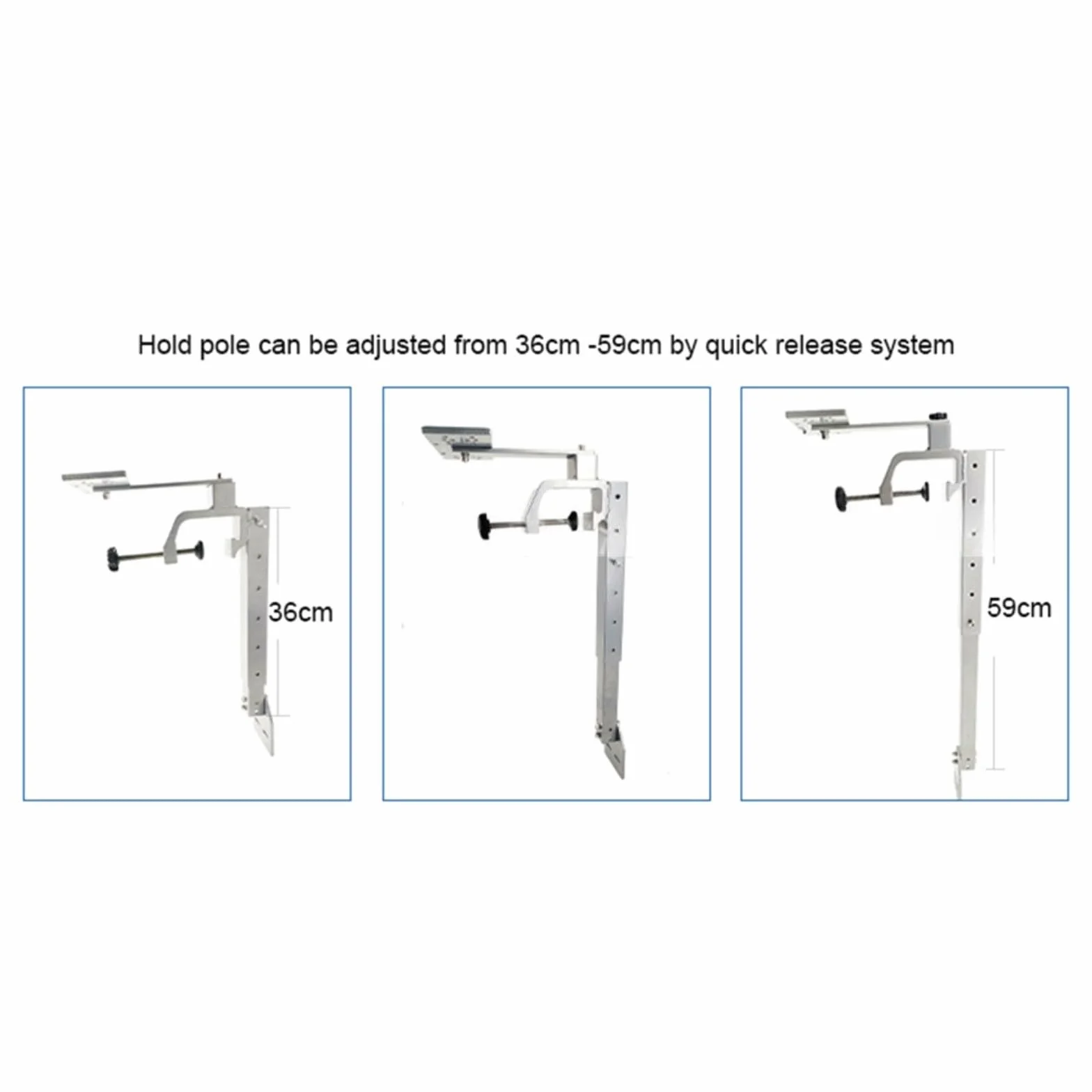 Soporte de aluminio para buscador de peces ajustable de grado marino con placa inferior de múltiples agujeros