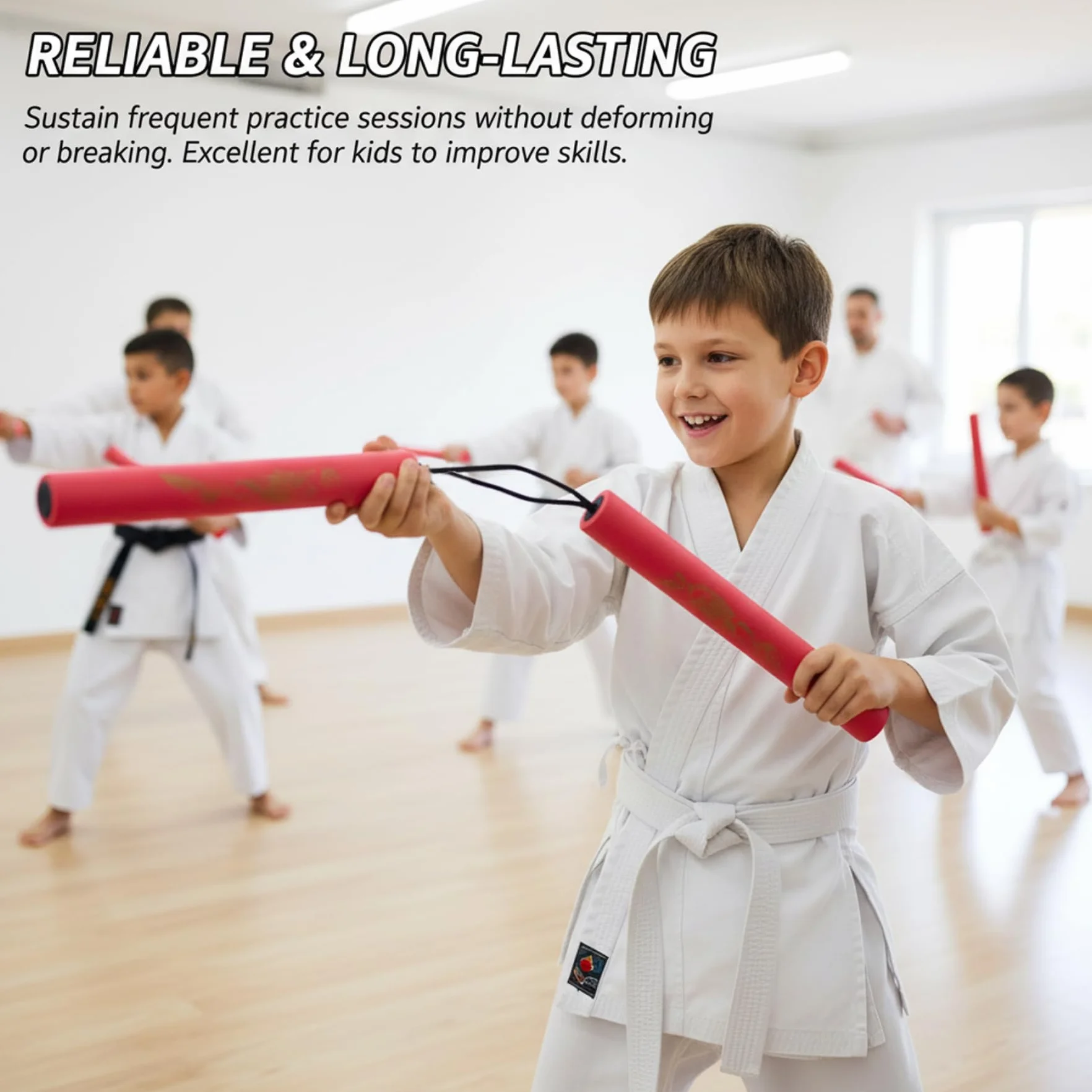 Nunchakus de Espuma Suave para niños 2 Unidades Entrenamiento Ligeros Seguros Acolchado Azul