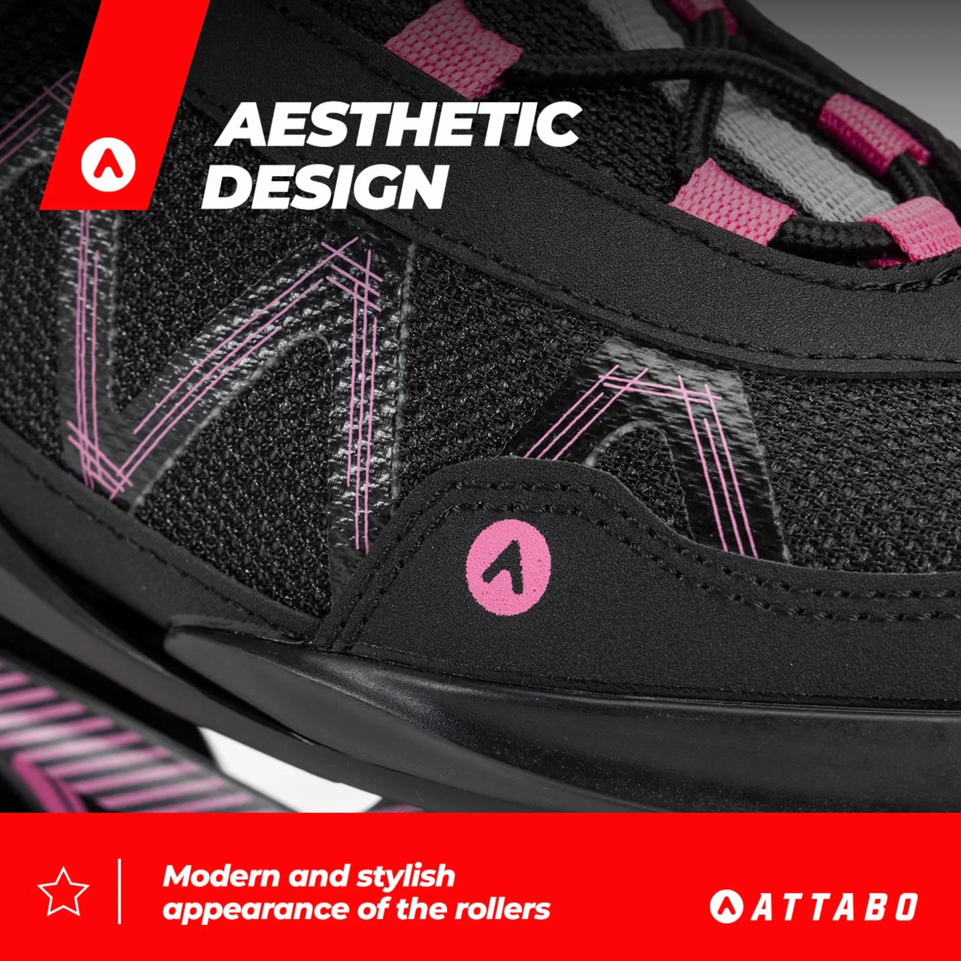 ATTABO Patines en línea Bliss Mujer 37-42 EU Bota Semirrígida Chasis Aluminio Ruedas 80 mm PU Rodamientos ABEC-7 Ajustable Rosa