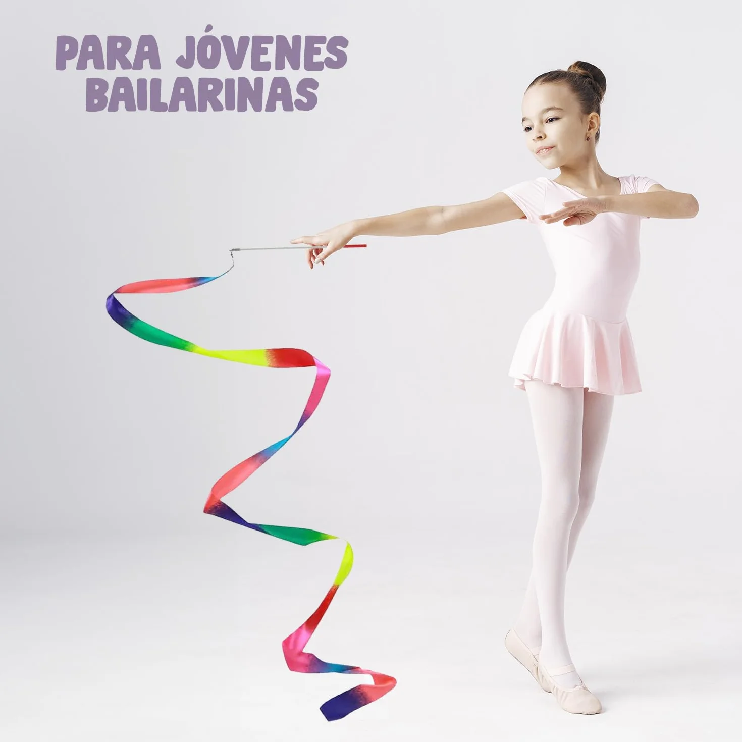 Cintas de Gimnasia Multicolores 2 Metros para Danza, Gimnasia Rítmica, Circo, Ejercicios de Suelo, Competición