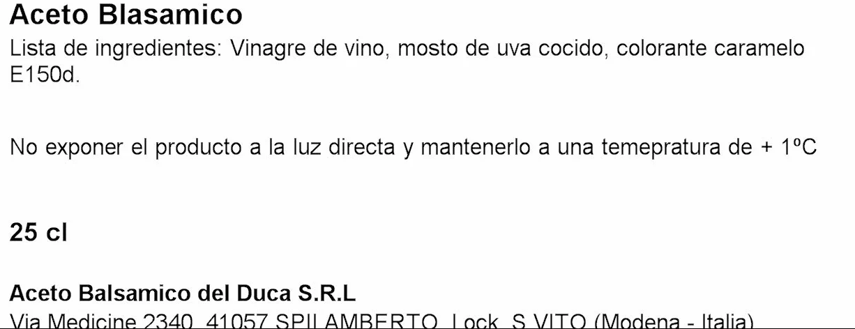 Aceto Balsámico Del Duca - Vinagre Balsámico de Modena - Cápsula Spray - 250 ml