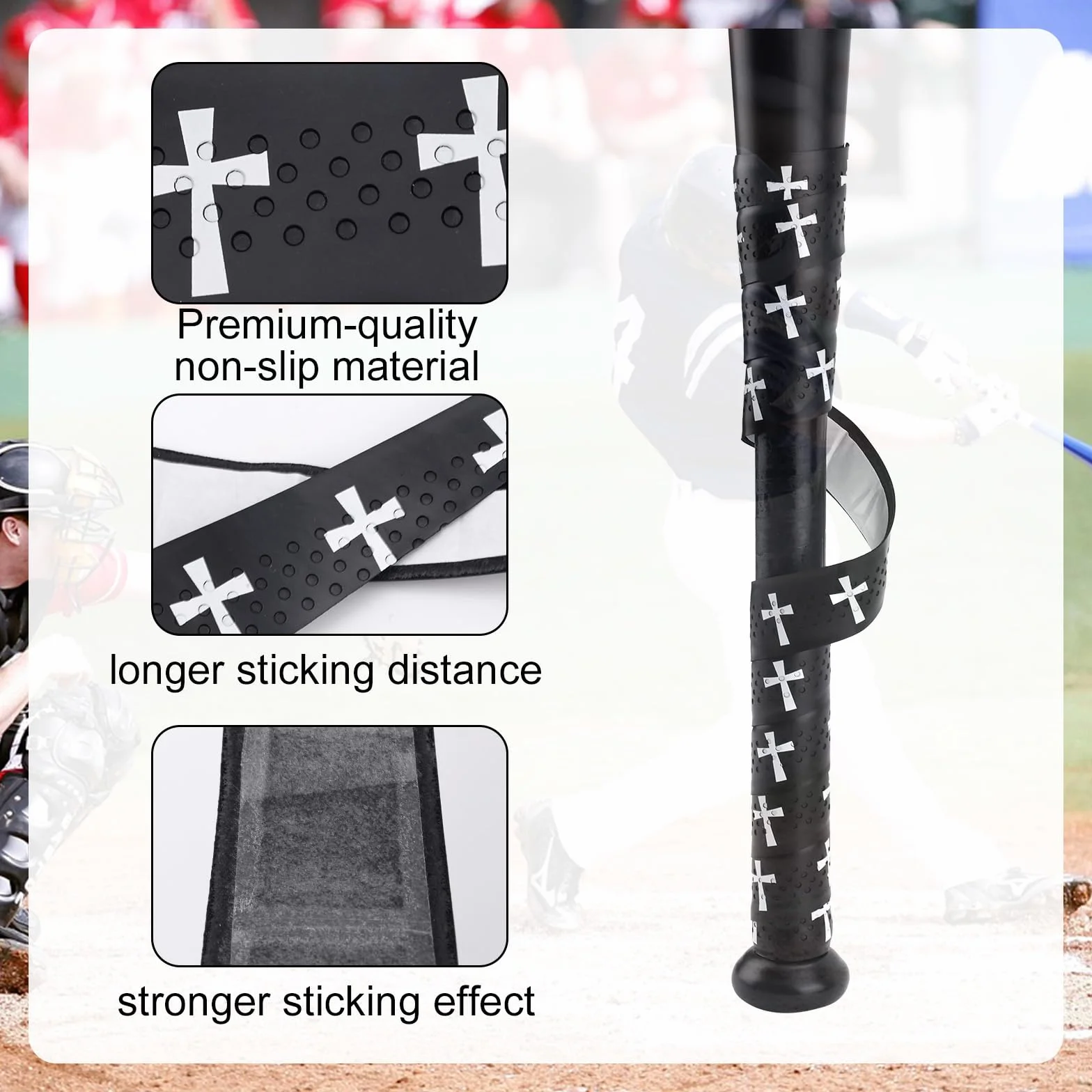 Cinta de Agarre para Bate de Béisbol, Precortadas Antideslizantes, Softbol, Accesorios Cristiano
