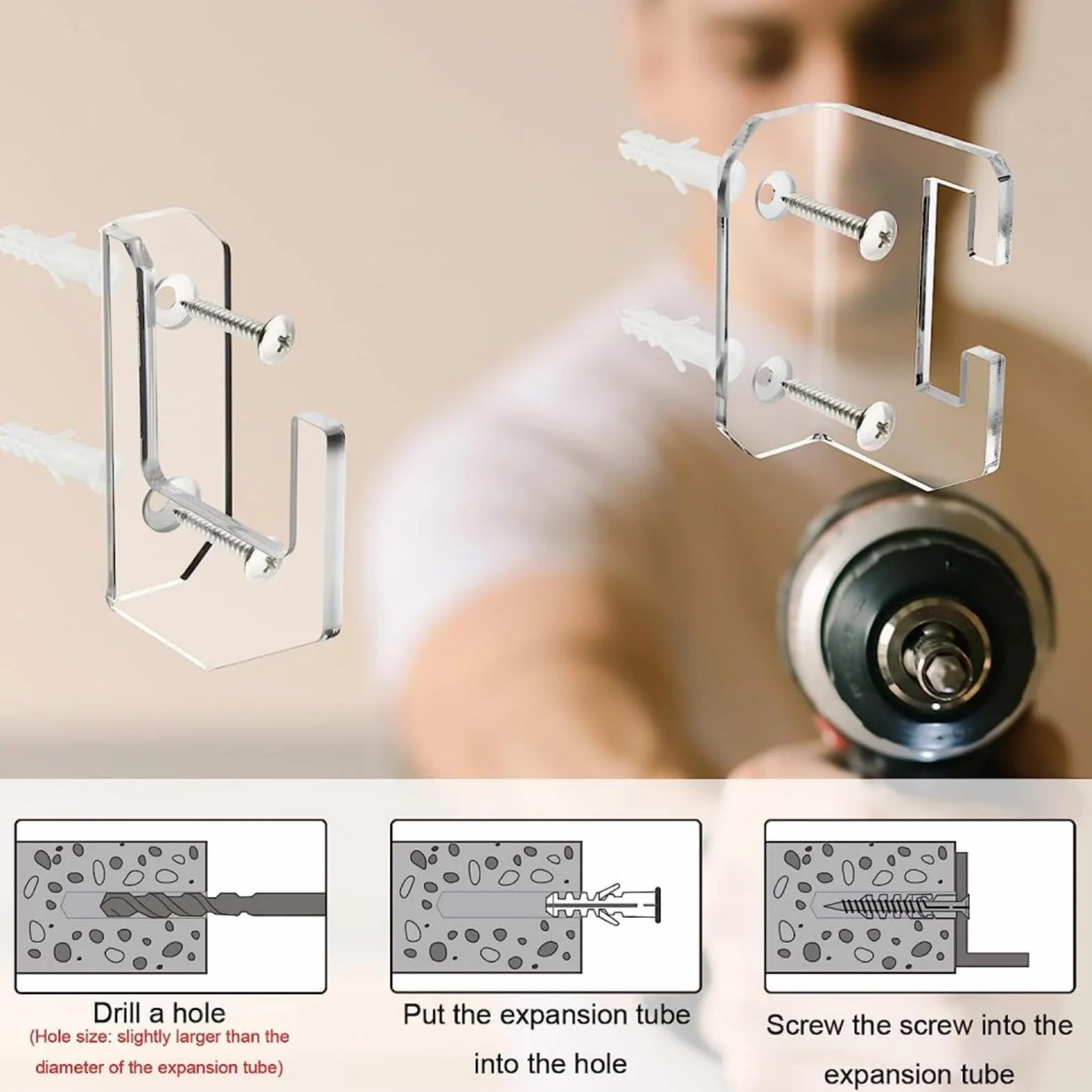 Tissting 2 Soportes para Espadas de Acrílico Horizontal para Montaje en Pared Samurái Tanto Rapier