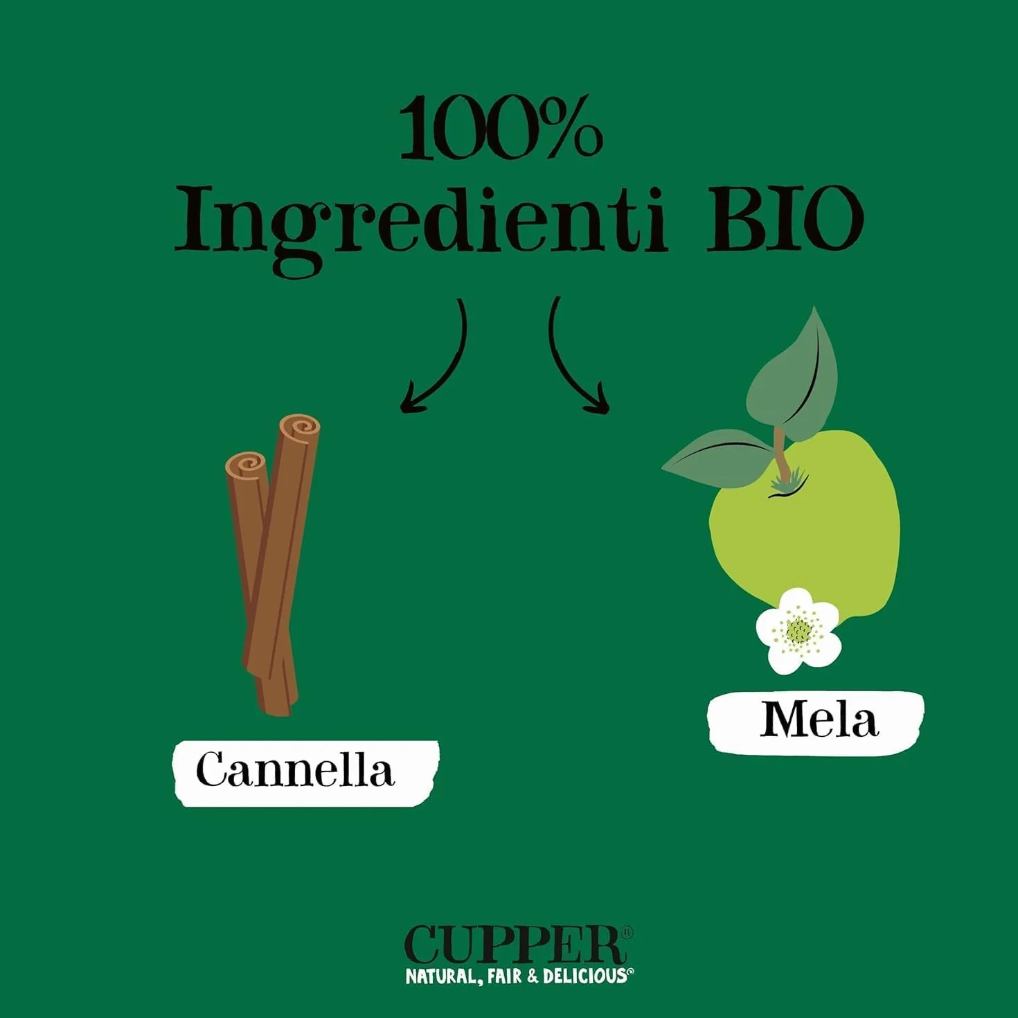 CUPPER - 20 Bolsitas de Infusiones Ecológicas con Hibisco, Manzana y Canela - Sin azúcares añadidos - Apto para Veganos