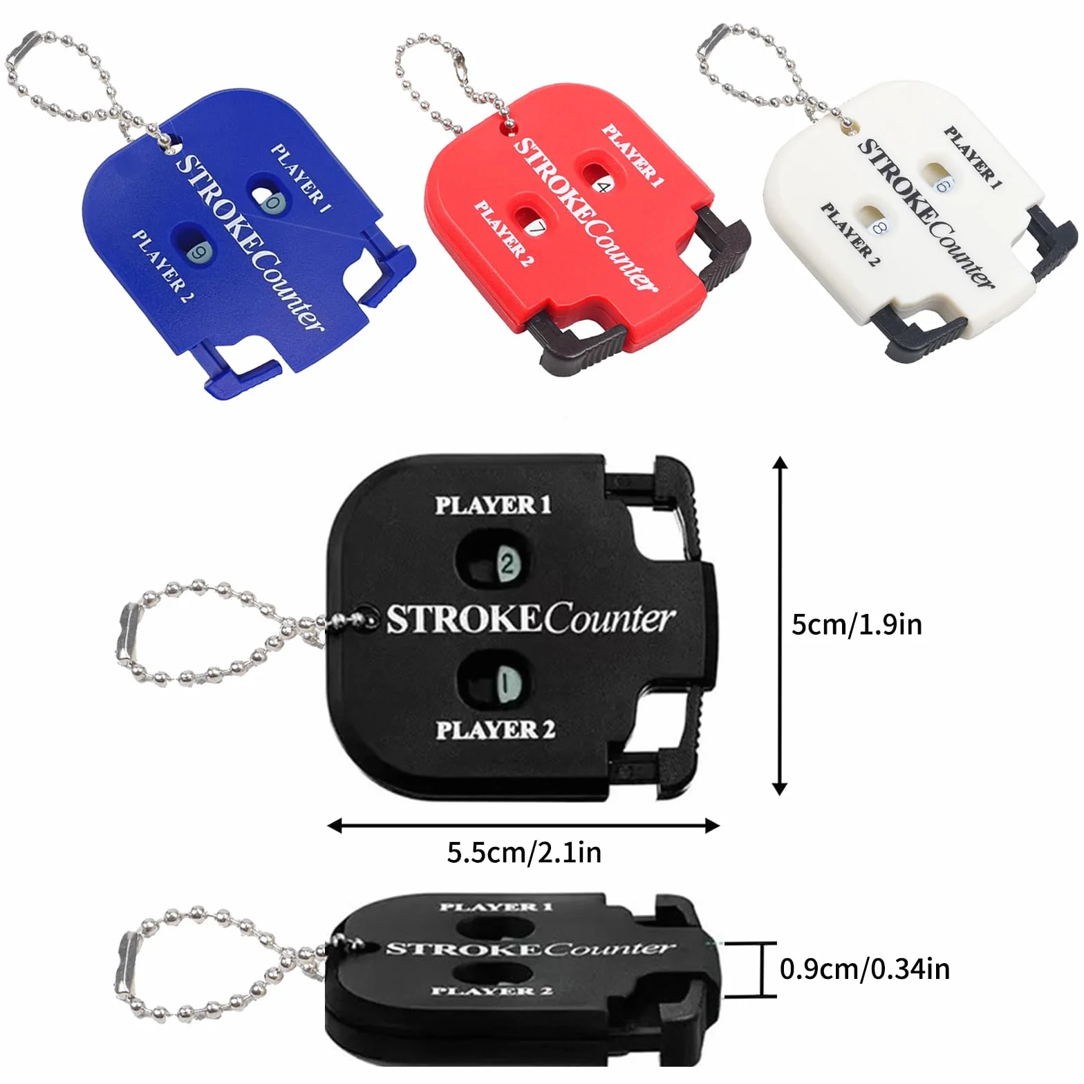 Contador De Puntaje De Golf 4 Piezas con Llavero para Golf