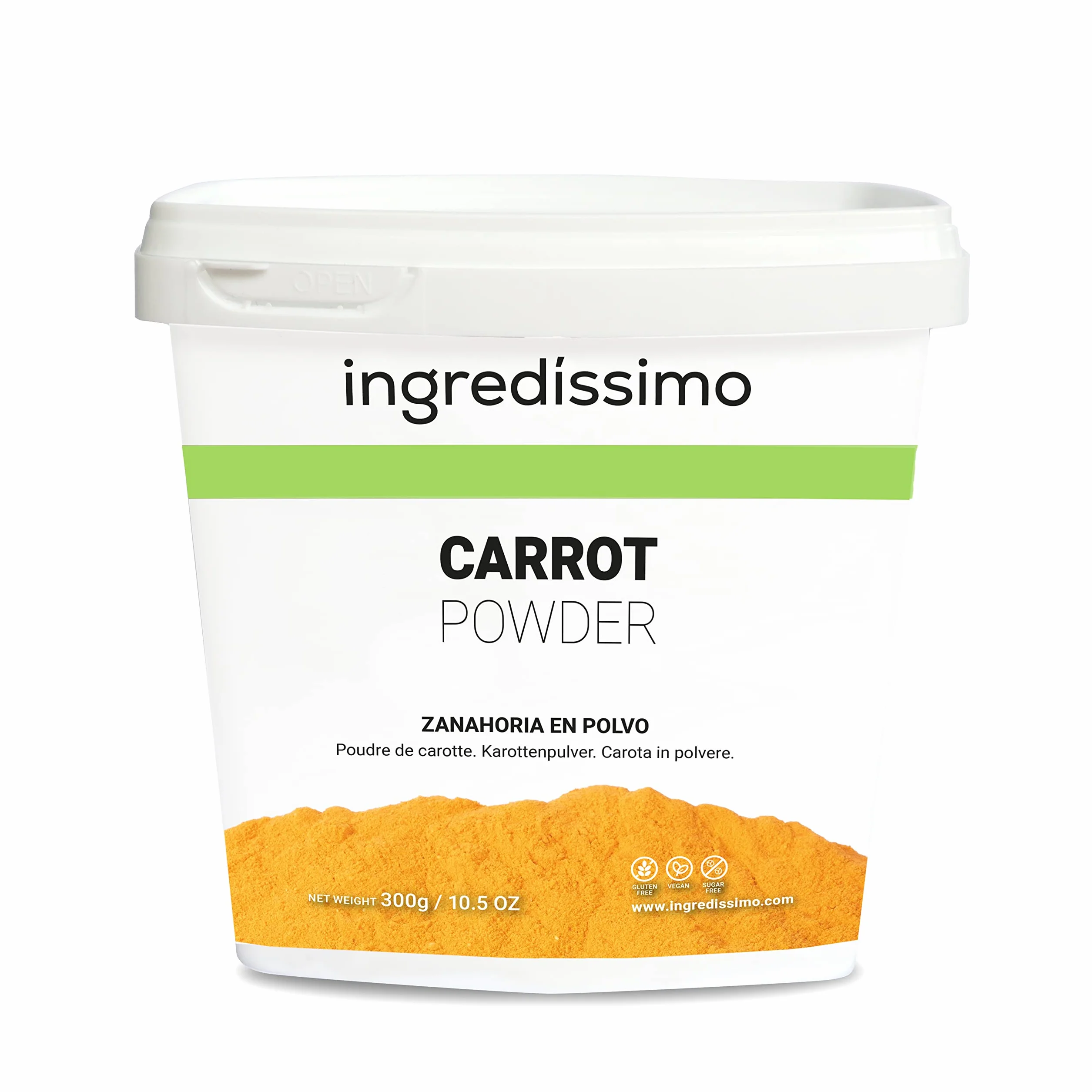 Zanahoria en Polvo 300 g Verdura Deshidratada Vegana sin Gluten