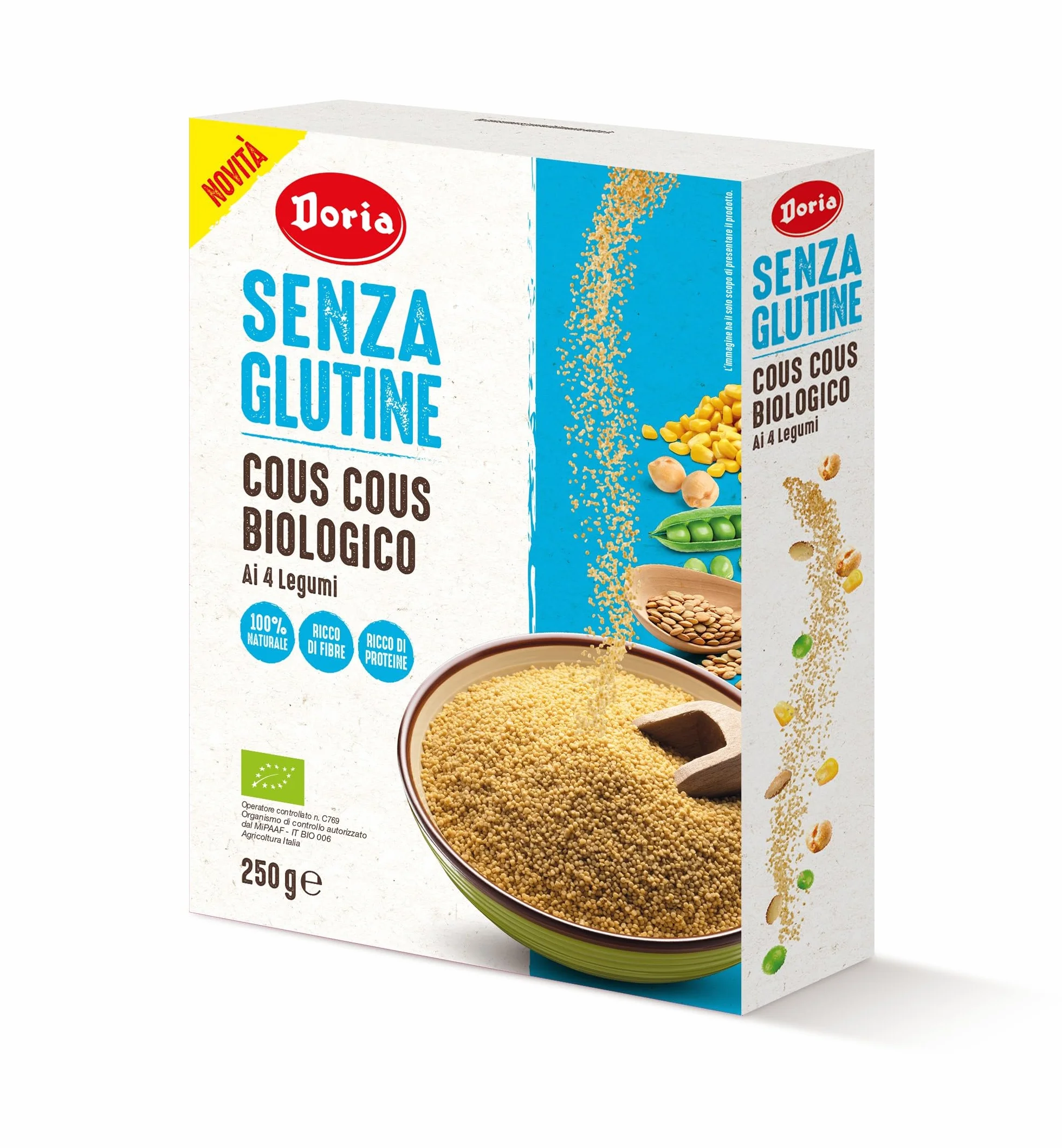 Doria Cous Cous Biologico ai 4 Legumi Senza Glutine, 250g