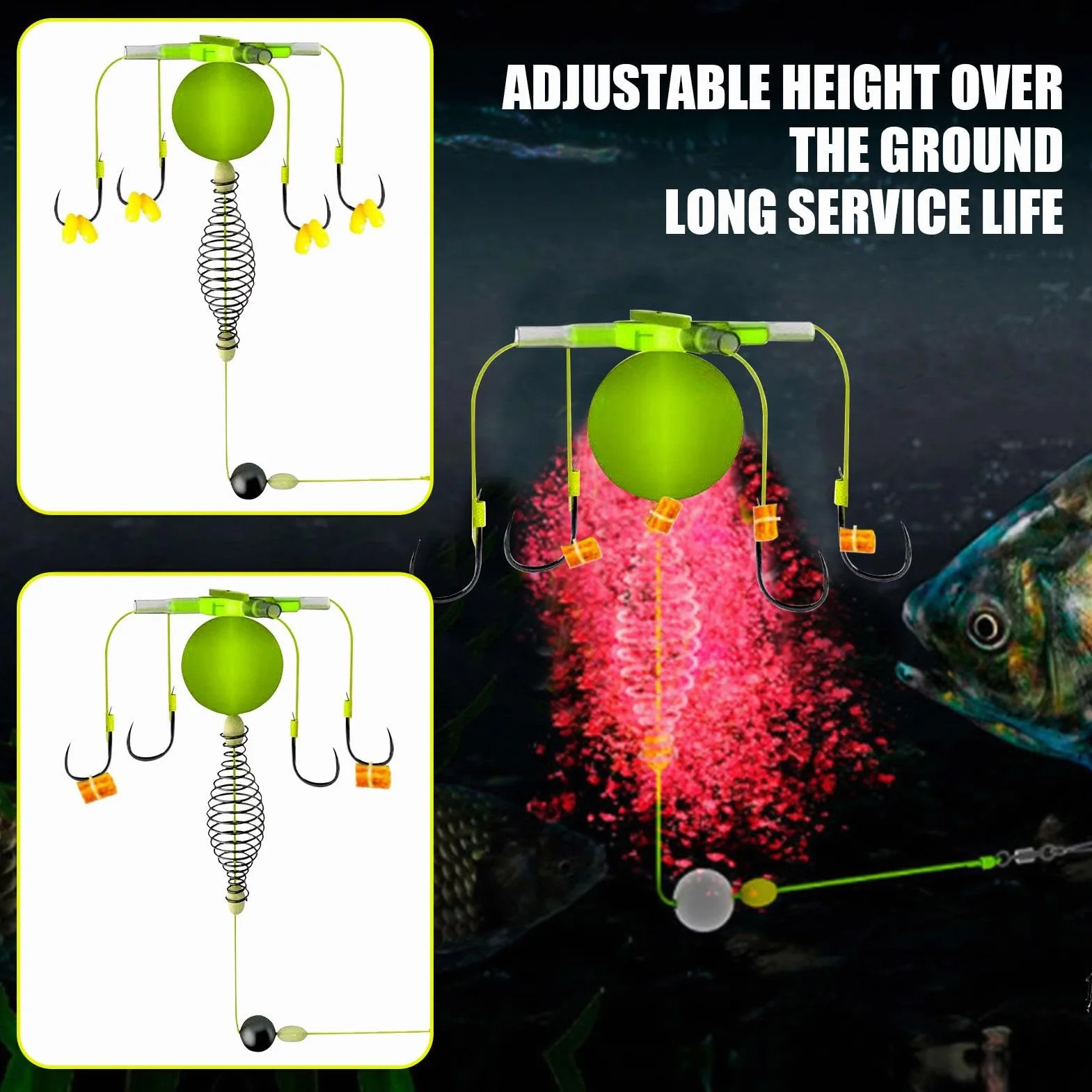 Montajes para Pesca de Carpa Jaula de Cebo de Muelle 4X Anzuelos Robustos Antienredos